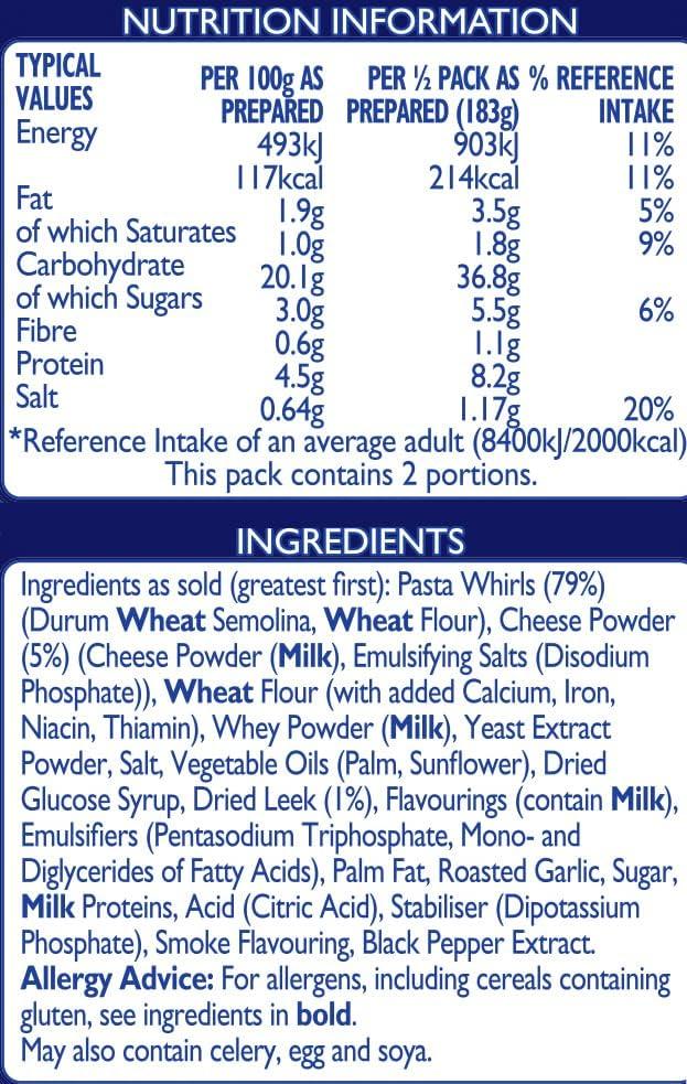 Batchelors Pasta 'n' Sauce Cheese Leek & Ham Instant Snack 99 g Packet