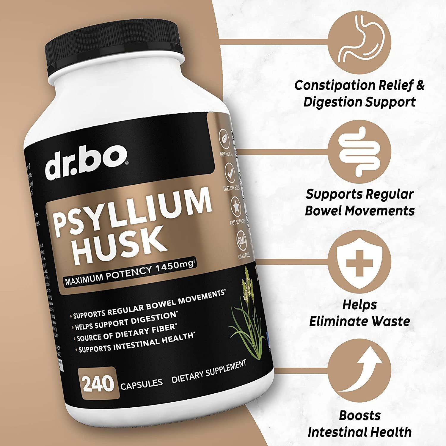 Psyllium Husk Capsule Fiber Supplement Natural Powder Capsules for