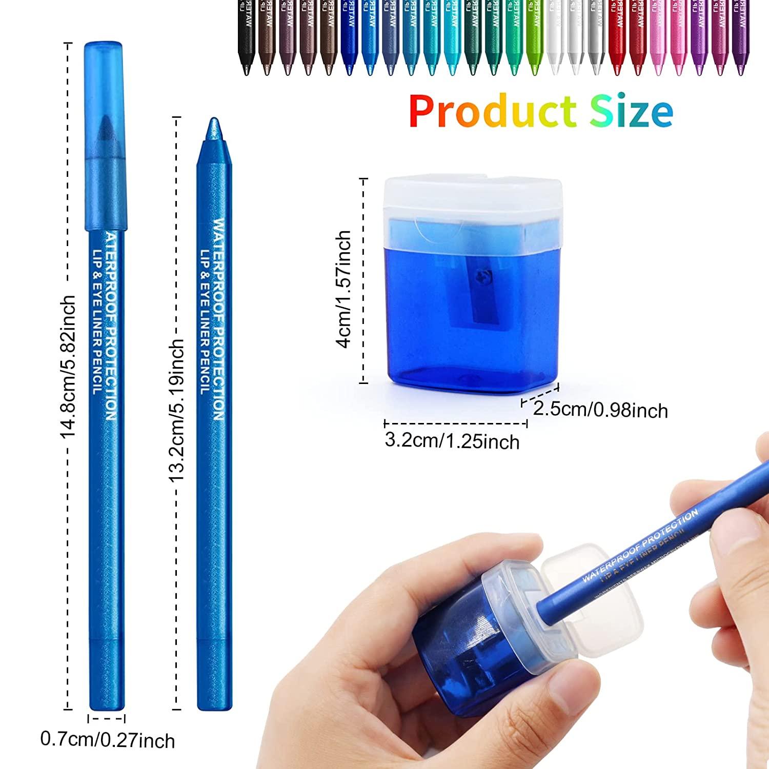 25 Color Waterproof Eyeliner Pencil Set with Sharpener Long Lasting