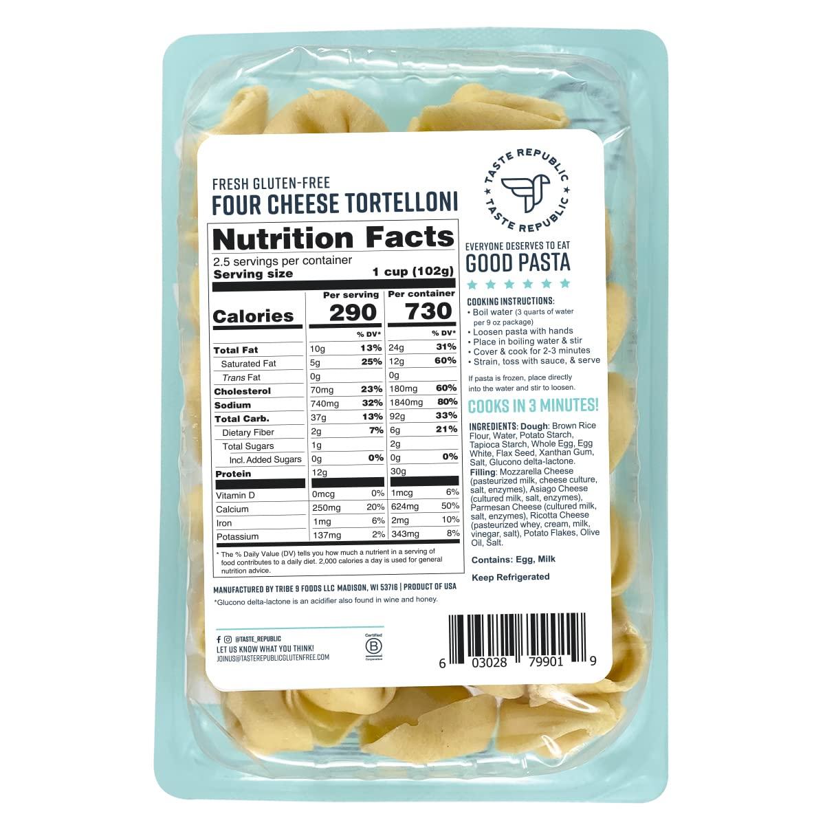 GlutenFree 4Cheese Tortellini Pasta by Taste Republic 9oz (6 pack