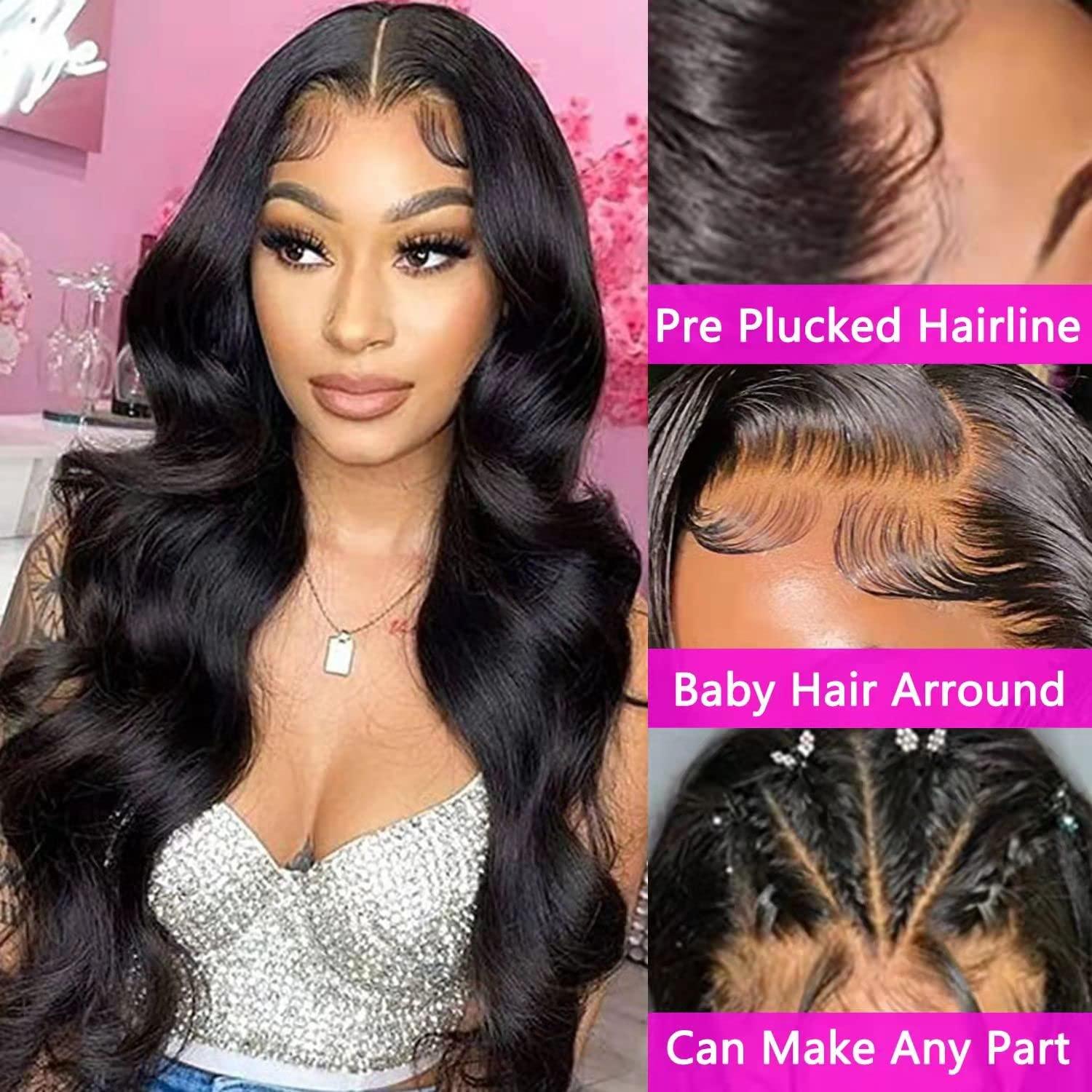 Atilck Lace Front Wigs Human Hair Pre Plucked Body Wave 13x4 HD Transparent  Lace Frontal Wigs with Baby Hair Brazilian Human Hair Wigs for Black Women  150% Denisty Glueless Wigs Human Hair