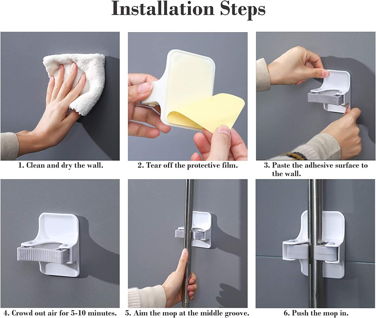 Broom Holder, NEEMAY Broom Gripper Mop Holders Wall Mount, Mop Racks