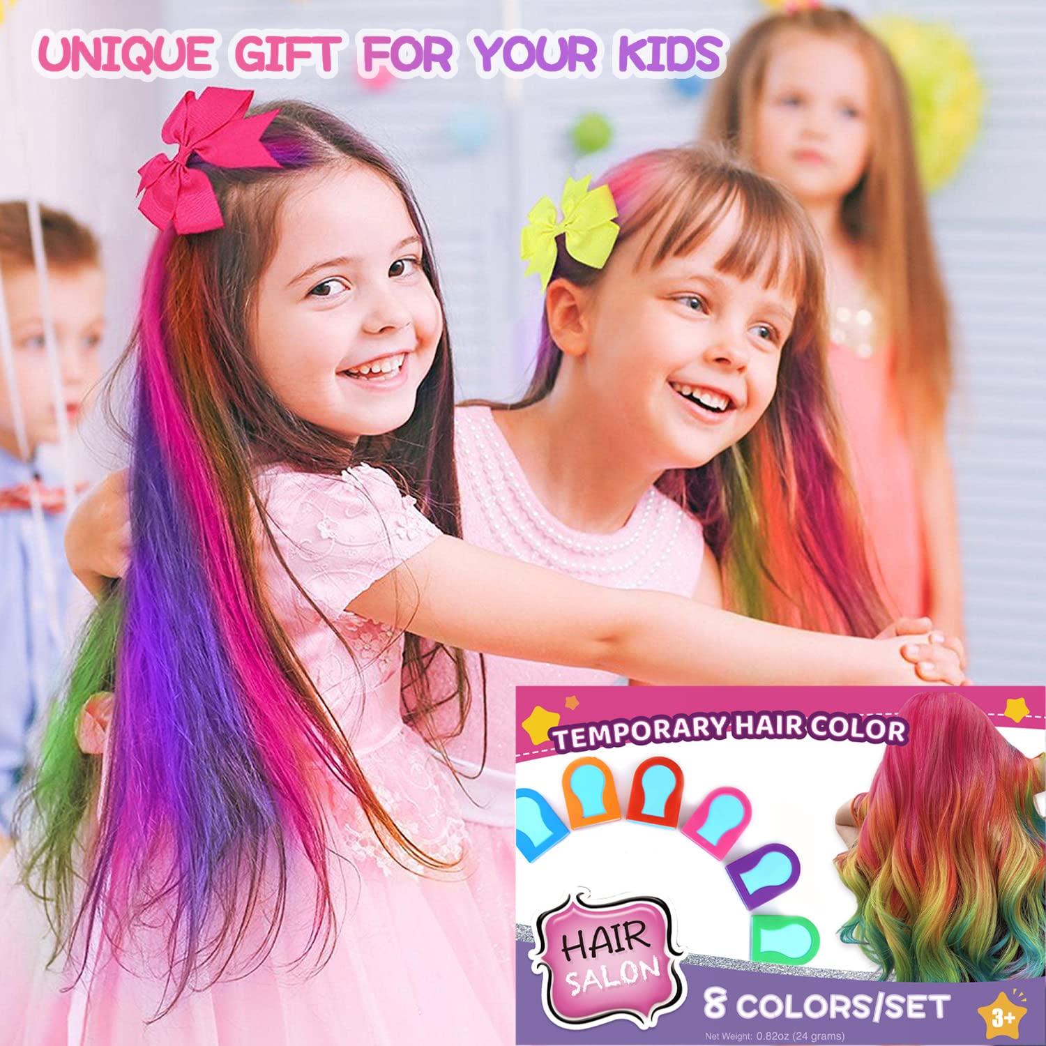 Hair Chalk for Kids,8 Colors Temporary Hair Chalk for Girls with Dark Hair  Blonde Hair Washable Non-Sticky,Vibrant Hair Color Makeup Kit for New Year  Birthday Party Cosplay DIY Chrismas, Gift for Kids