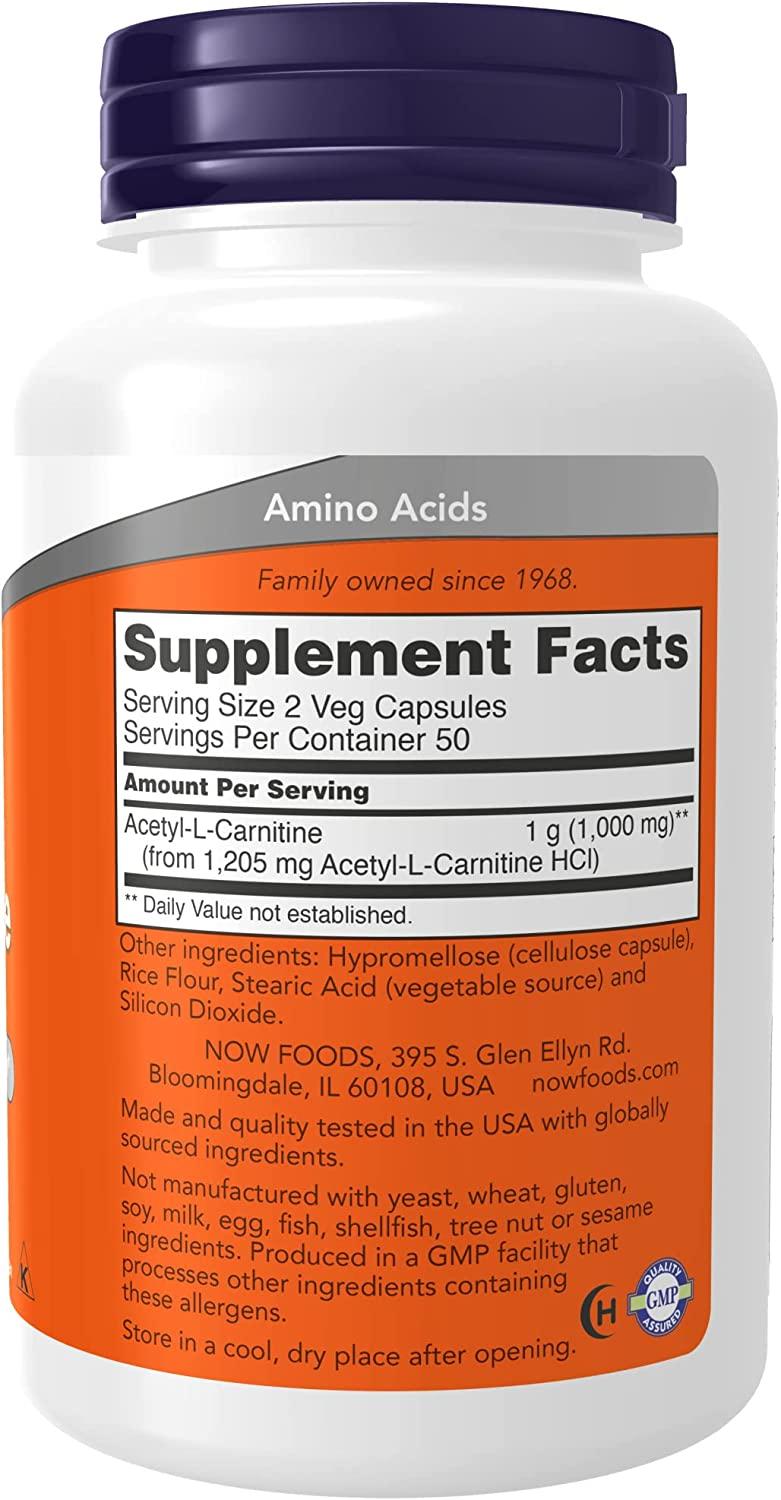 NOW Supplements, AcetylL Carnitine 500 mg, Amino Acid, Brain And Nerve