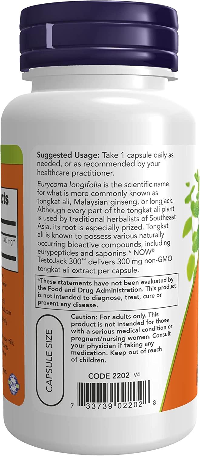 Now Supplements TestoJack 300 - 300mg Tonkat Ali Extract - 60 Veg ...