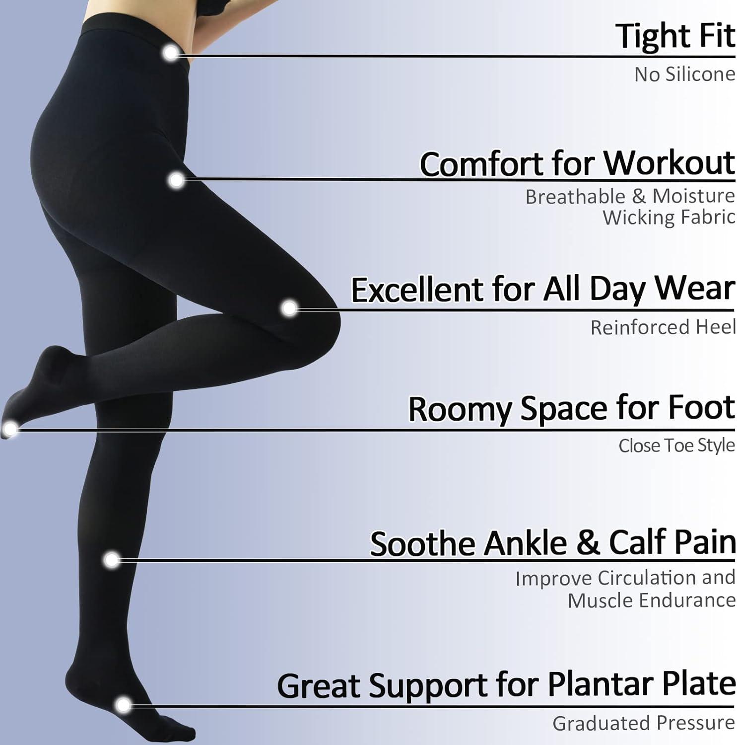 beister Medical Compression Pantyhose for Women & Men Opaque Closed Toe  20-30mmHg Graduated Support Tight Waist High Compression Circulation  Leggings for Varicose Veins Edema Flight DVT Black L