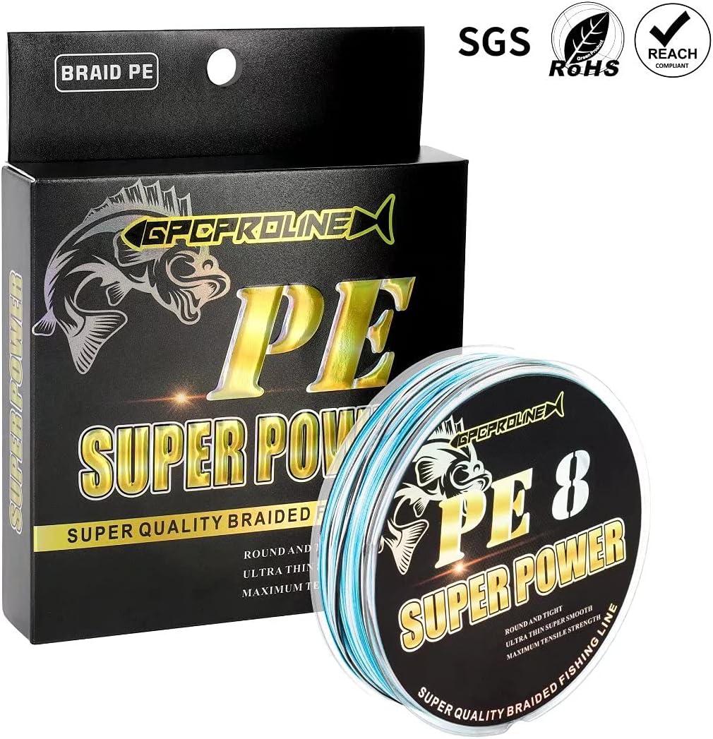 GPCPROLINE Braided Fishing Line PE 4 8 - Abrasion Resistant - Fade  Resistant - Cast Longer - Thinner & Smooth - Camo Blue, Camo Green, Green -  10LB/15LB/20LB/30LB/50LB/80LB/100LB for Saltwater Fishing Camo
