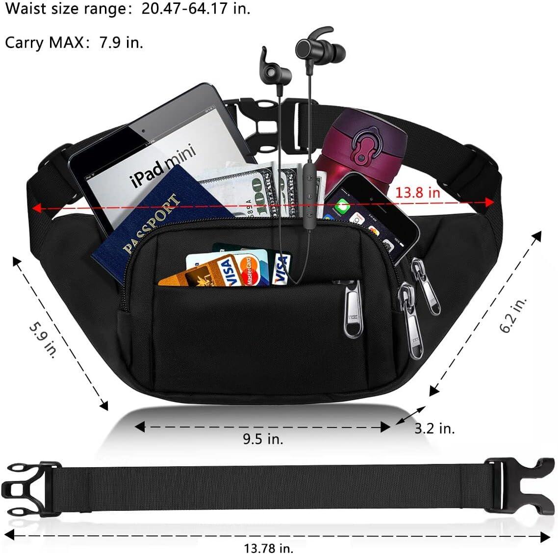 Large Fanny Pack for Women Men - Syican Waist bag with 4-Zipper Pockets ...