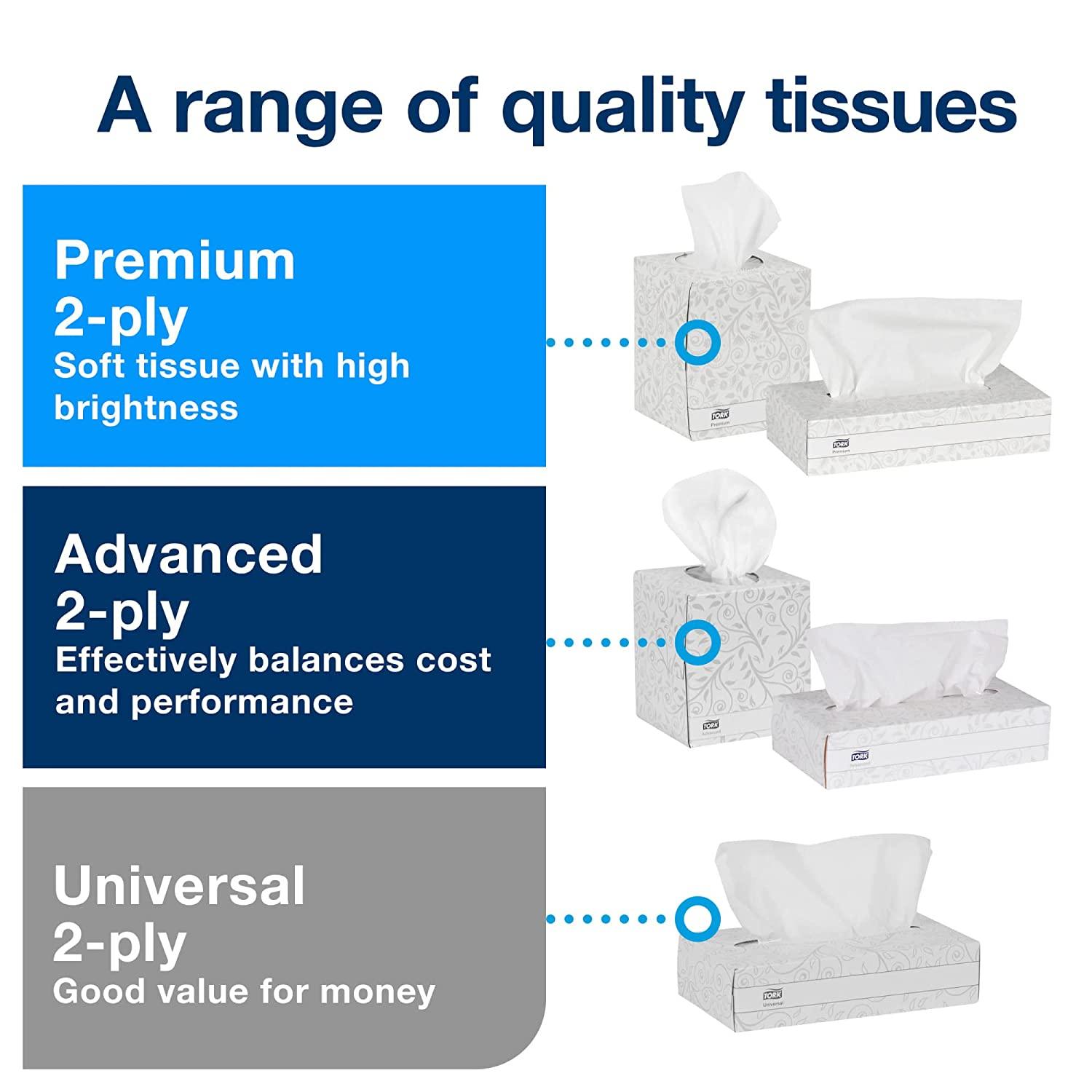 Tork Soft Facial Tissue Cube Box White Advanced 2Ply 36 x 94 Sheets