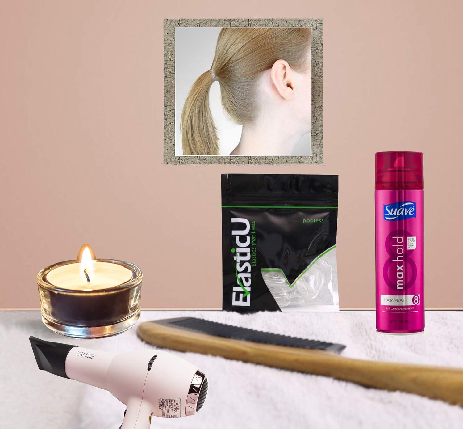 Clear Premium Hair Elastics Strong & Reusable 30mm 2 Packs of 70