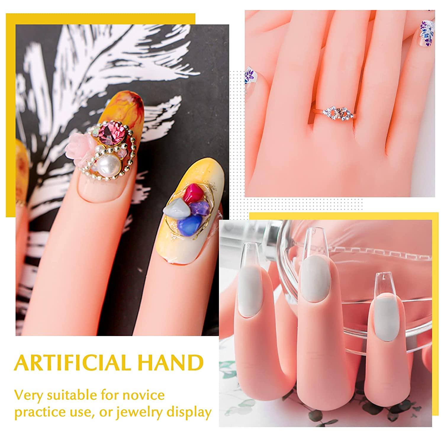 Silicone Practice Hand for Acrylic Nails, Nail Practice Hand False Fake  Nail Mannequin Hand Nail Training Half Hand Flexible Bendable Nail Train  Hand