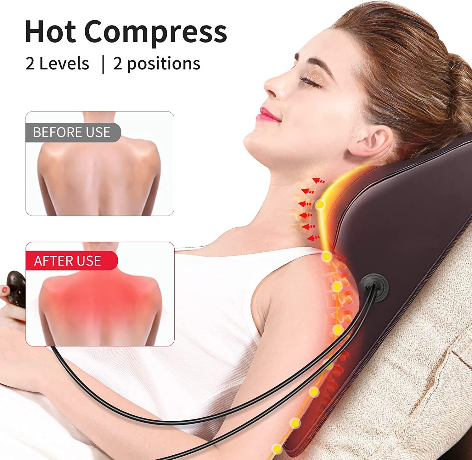 Shiatsu Massage Pillow Kneading Neck and Back Massager with Heat and PU  Leather Cover Relief Pain for Back Shoulder Waist Leg - AliExpress