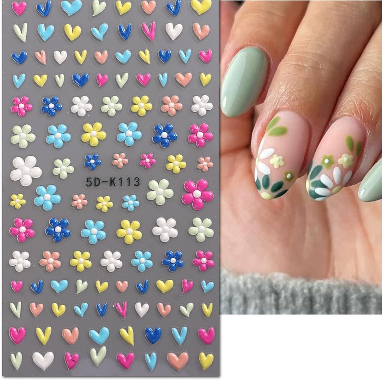 Spring Daisy Flower Nail Art Stickers - Colorful 5D Nail Decals