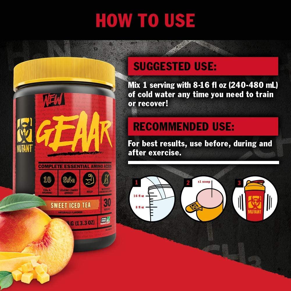 MUTANT GEAAR 9.4g of EAA Powder + Arginine 7g BCAAs 4g Leucine