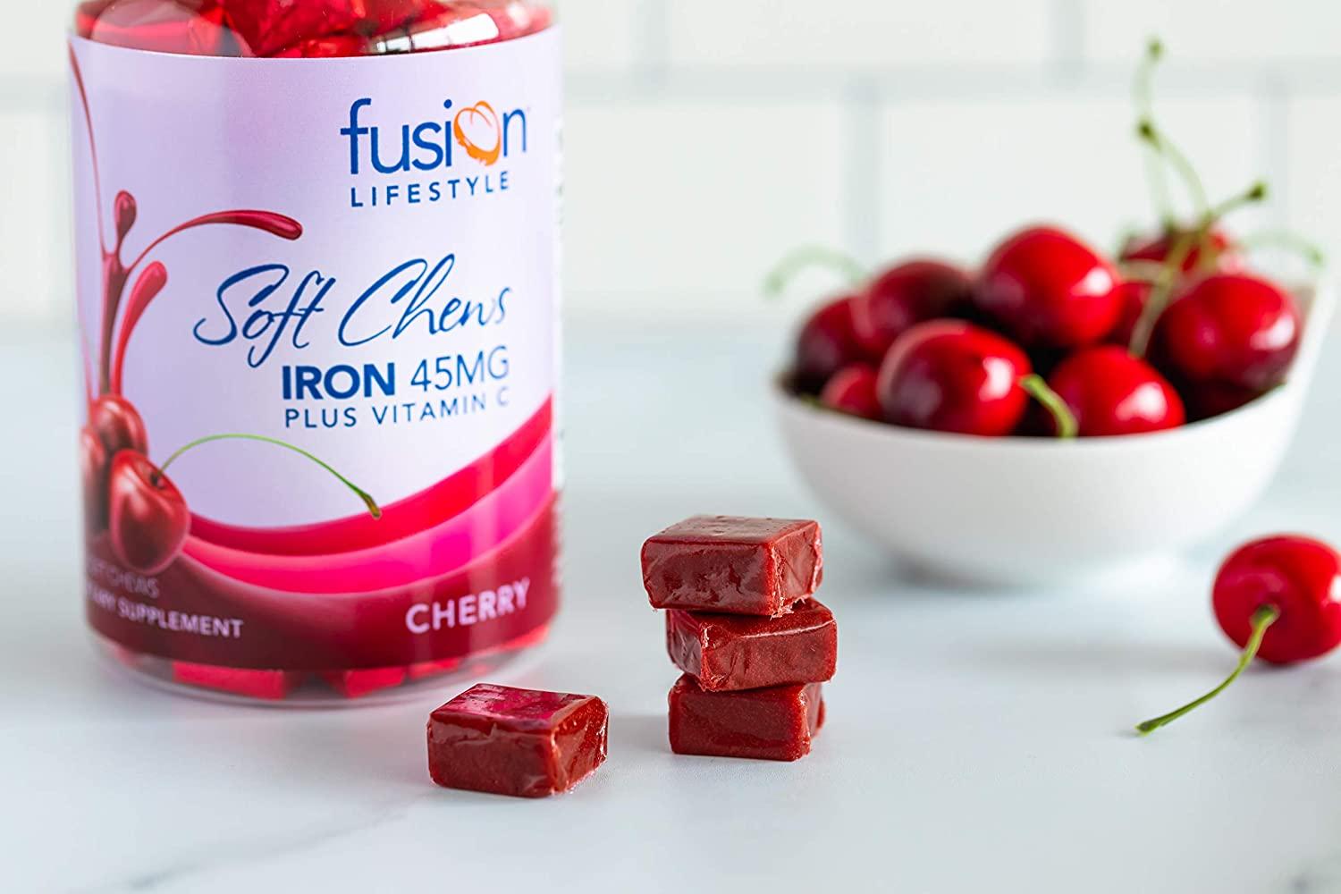 Fusion Lifestyle Iron Supplement Cherry Flavored Soft Chews with