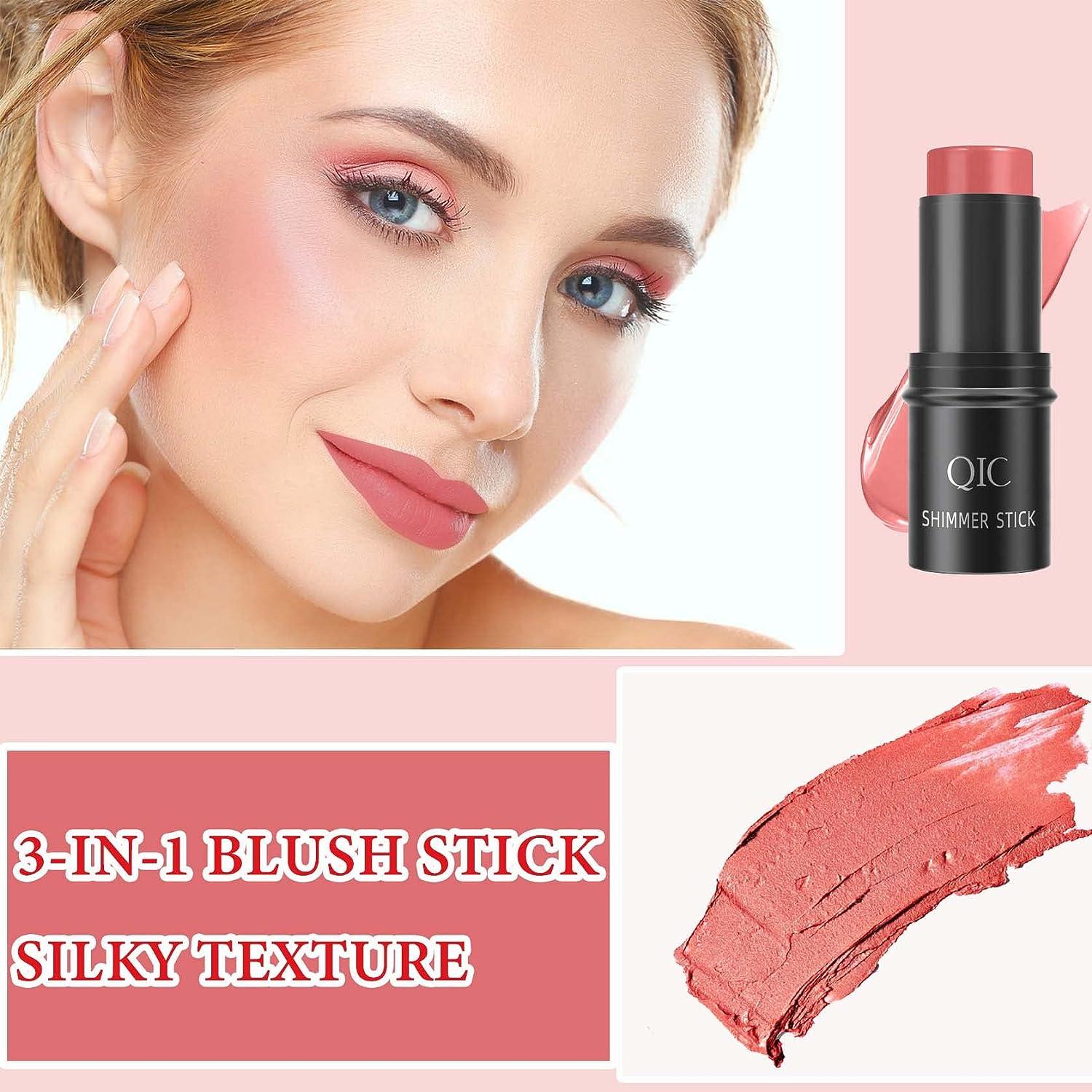 Cream Contour Blush Stick Long Lasting Waterproof Blush Stick for Cheeks&Lips Multipurpose Face