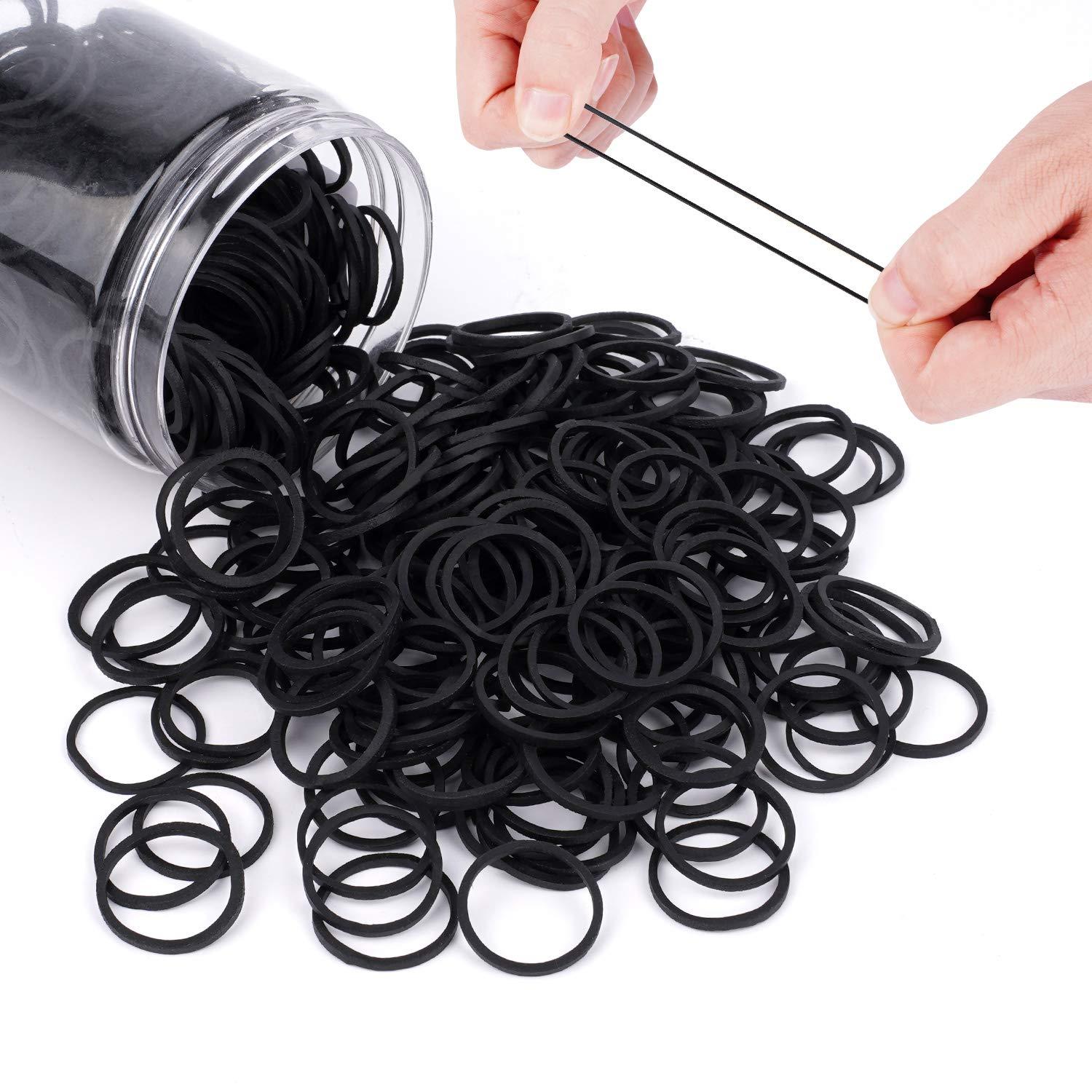 3/4 Inches Black Hair Rubber Bands for Hair Ties Small Elastics