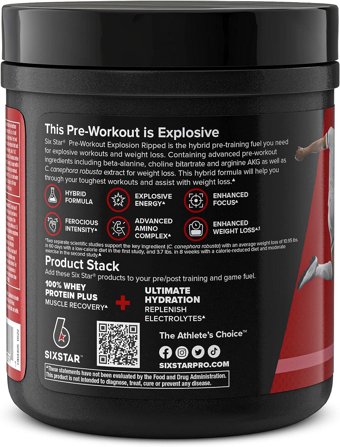 Six Star PreWorkout Explosion Ripped Watermelon 5.91 oz (168 g)