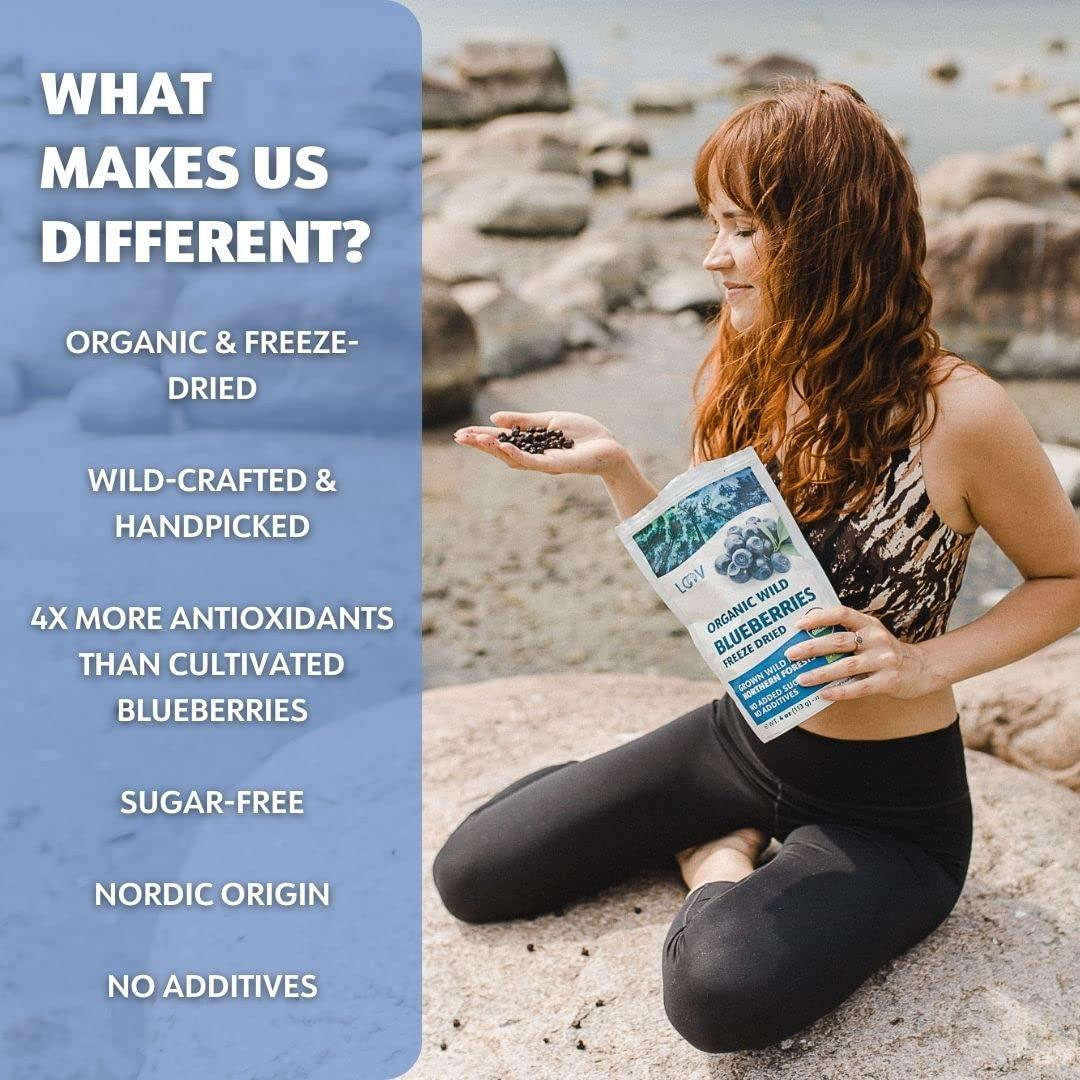 LOOV Wild Organic Dried Blueberries, No Added Sugar, No Added Oil, 4