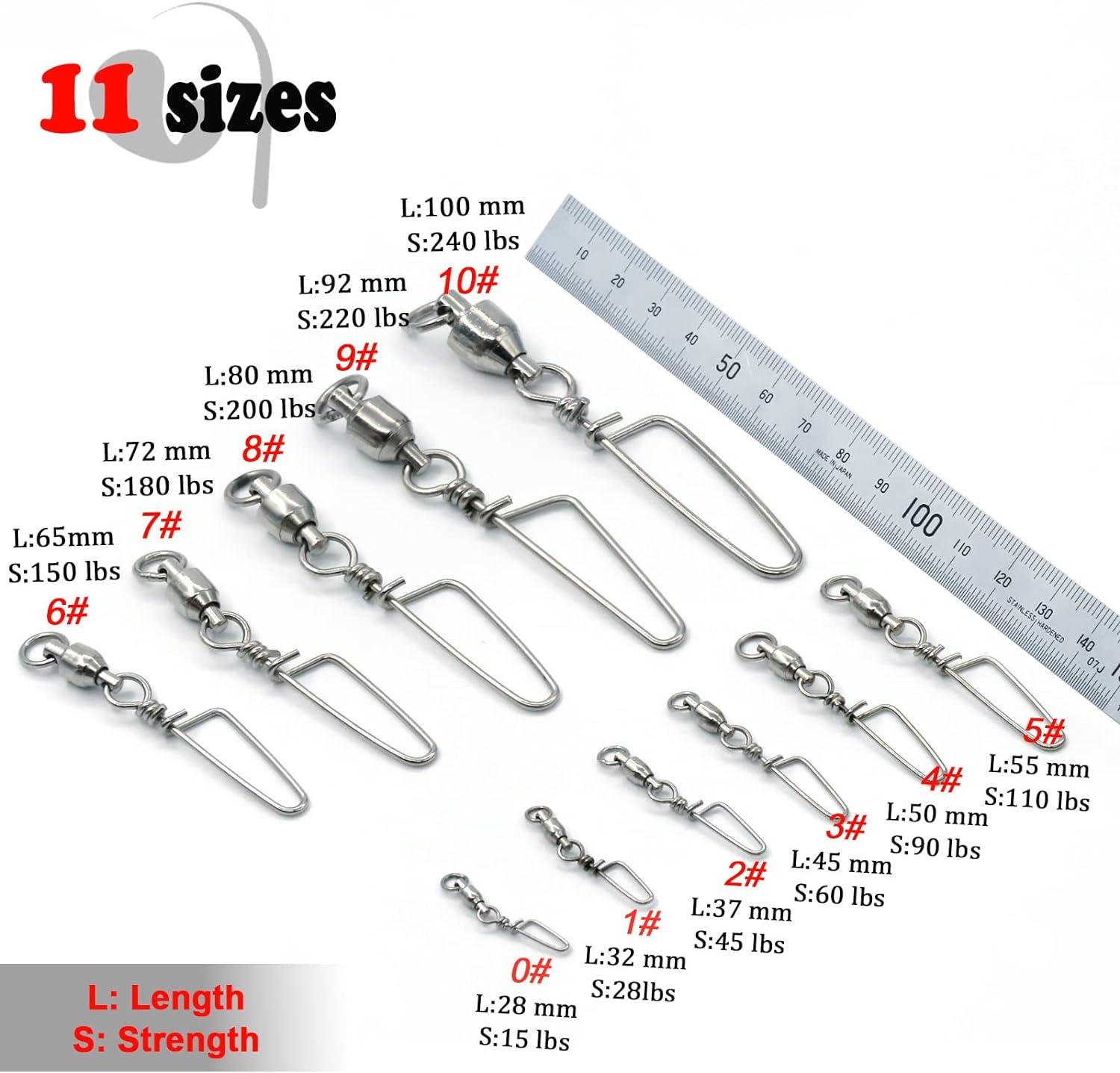 FishTrip Fishing Swivels with Snaps Coastlock 30 Pack 0#-10# Stainless  Steel Ball Bearing Swivels Fishing Tackle Connector Saltwater Freshwater  Salmon Fishing #0_15lbs_30pcs