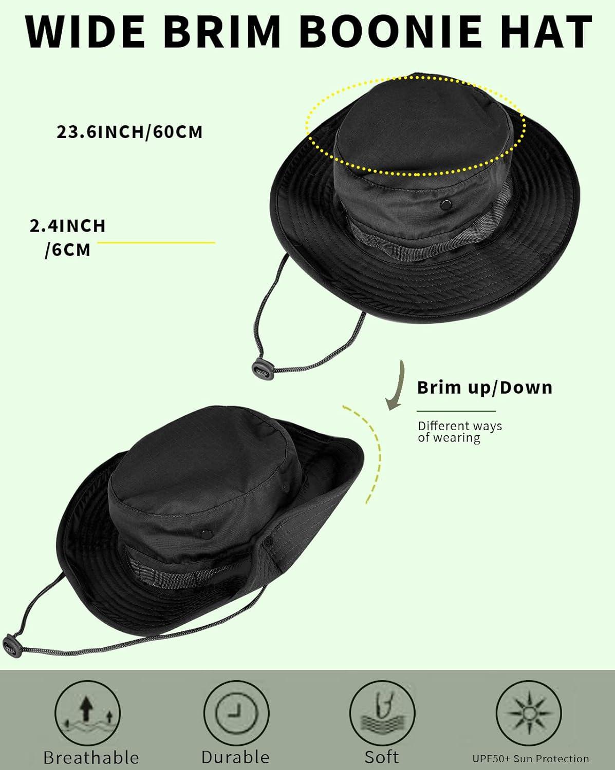 Sun Hat Men Foldable Safari Hat Anti UV Outdoor Mountaineering Travel Hat  Fisherman Cap Bucket Hat，M