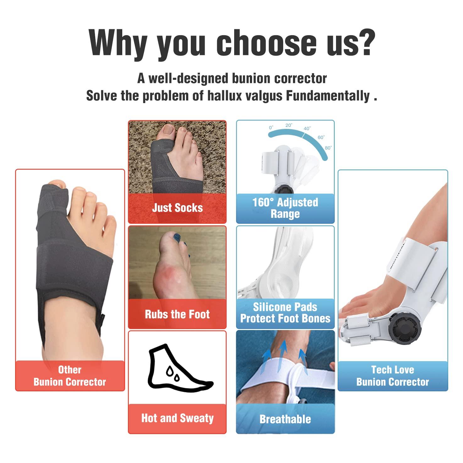 Tech Love Bunion Corrector with Toe Separator for Women and Men + 2
