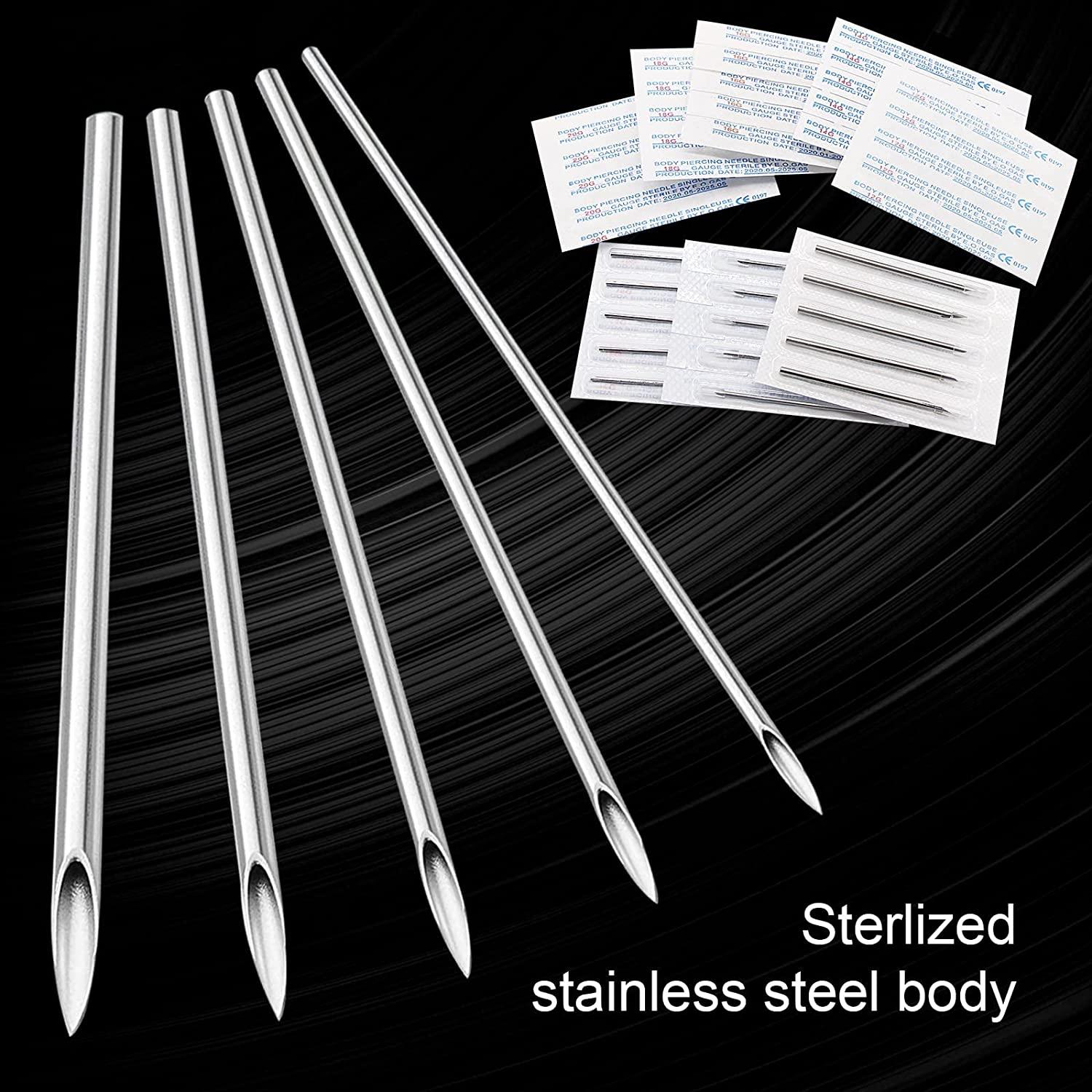 Piercing Needles - 100pcs Piercing Needles 14G Stainless Steel Needles for  Piercing Disposable Ear Nose Navel Nipple Lip Tongue Hollow Piercing Needle