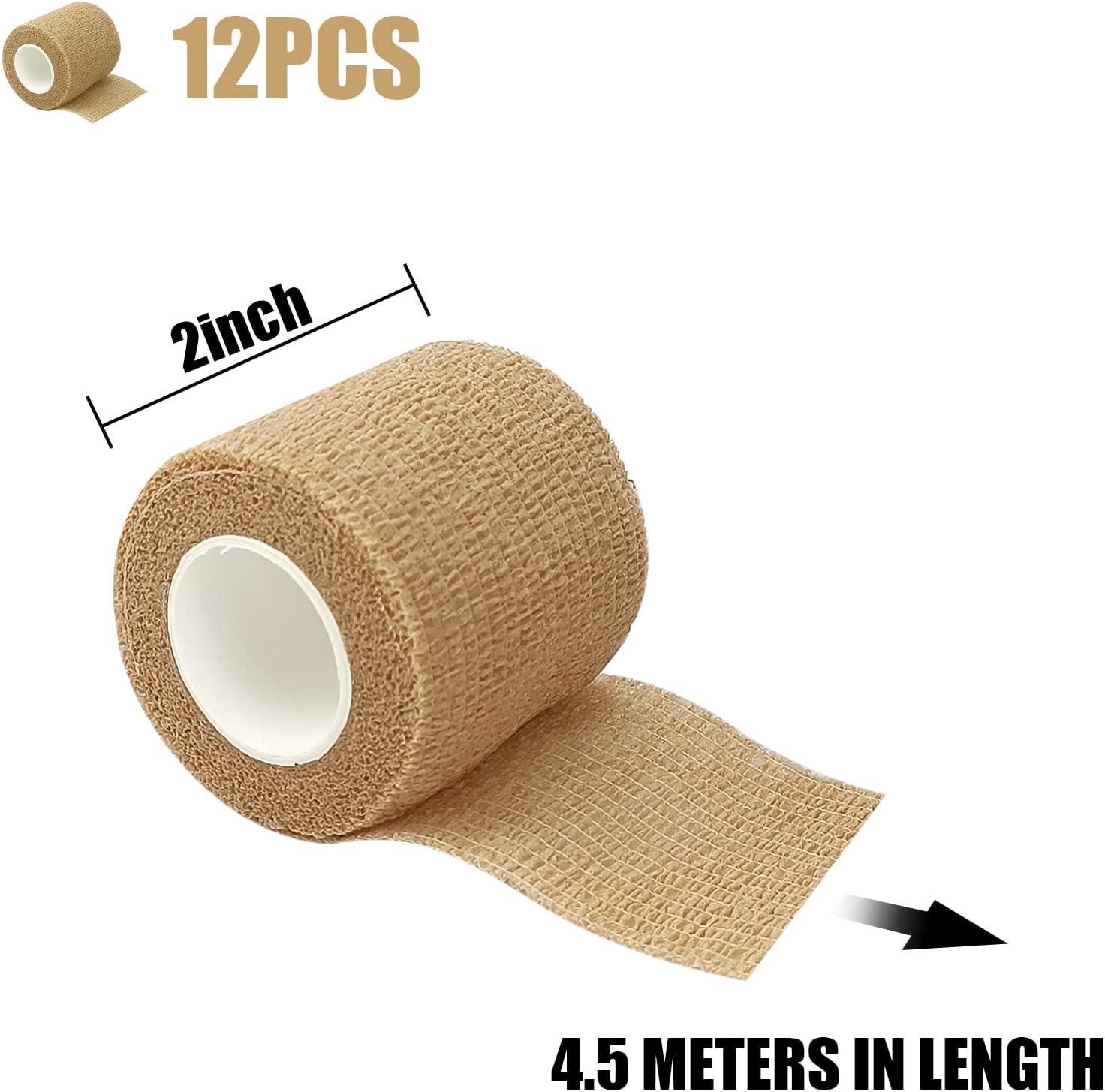 12 Rolls 2 Inch Athletic Pre Wrap Tape Self Adhesive Bandage Wrap for