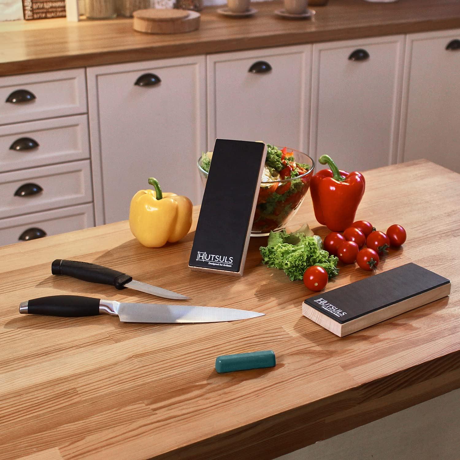 Hutsuls Leather Strop Block with Compound - Razor-Sharp Knife Strop Kit ...