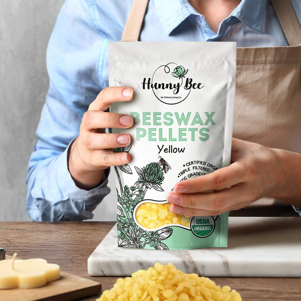 Organic Yellow Beeswax Pellets 5 lb, Pure, Natural, Cosmetic Grade Bees  wax, Triple Filtered, Great For Diy Lip Balm, Lotions and More! - White