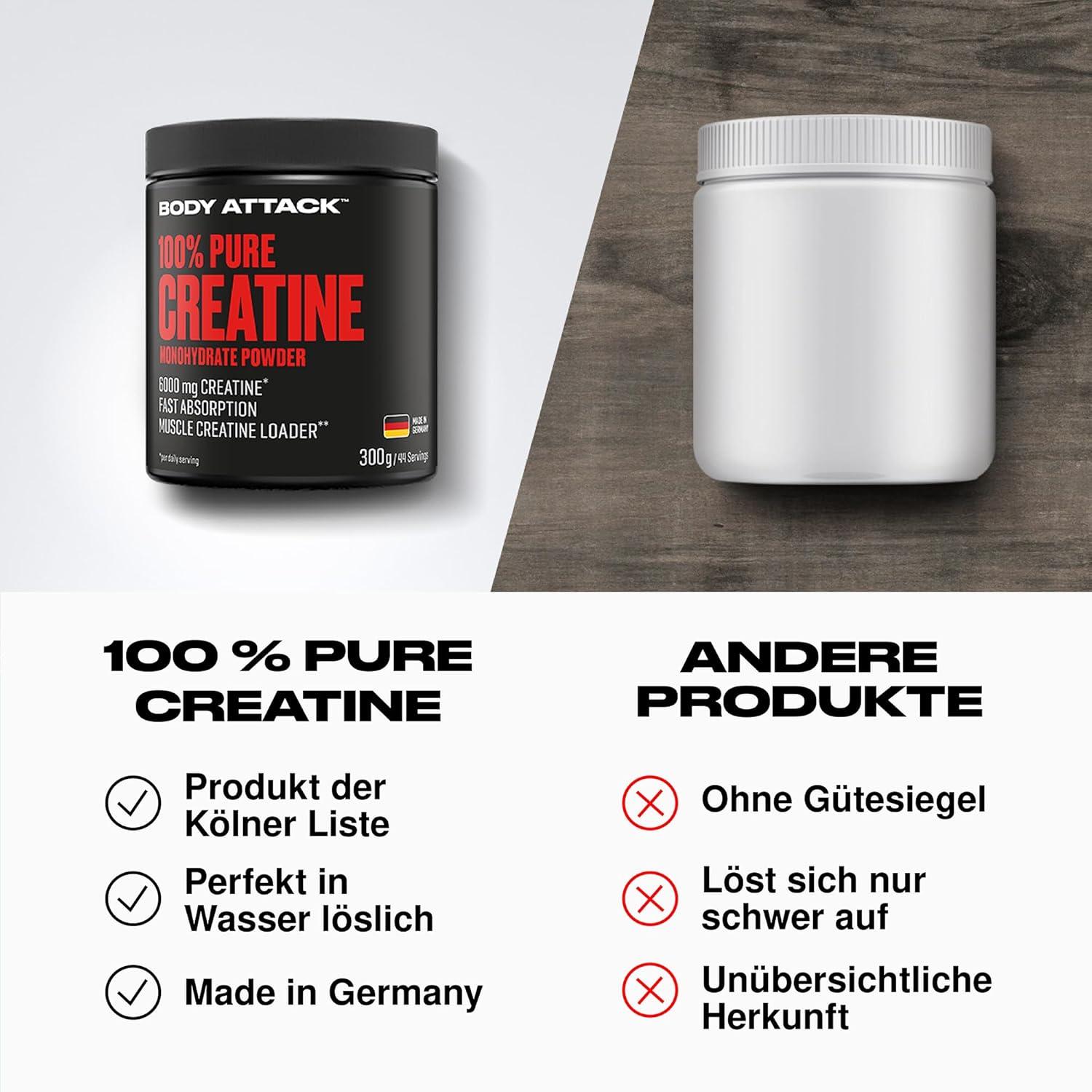 Body Attack Micronised Creatine Powder 300g - Creapure® Aus Deutschland