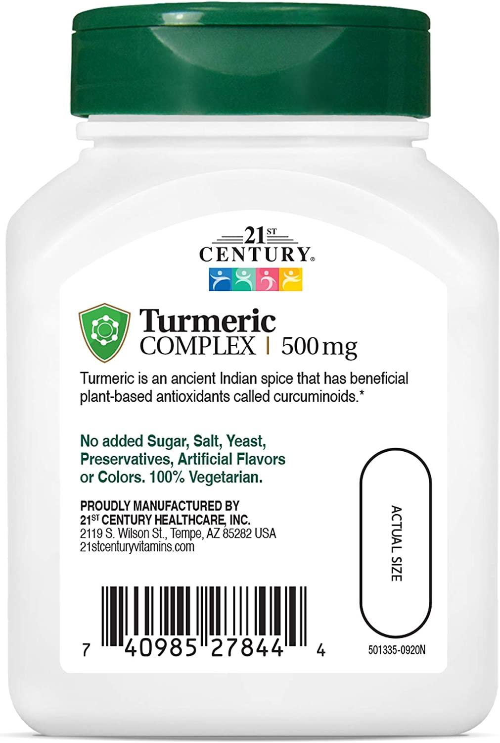 21st Century Turmeric Complex 500mg 60 Vegetarian Capsules for Joint