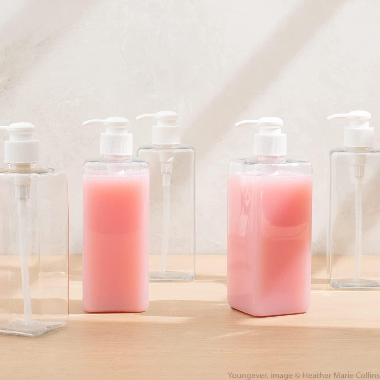 Youngever 3 Pack Pump Bottles for Shampoo 32 Ounce (1 Liter), Square