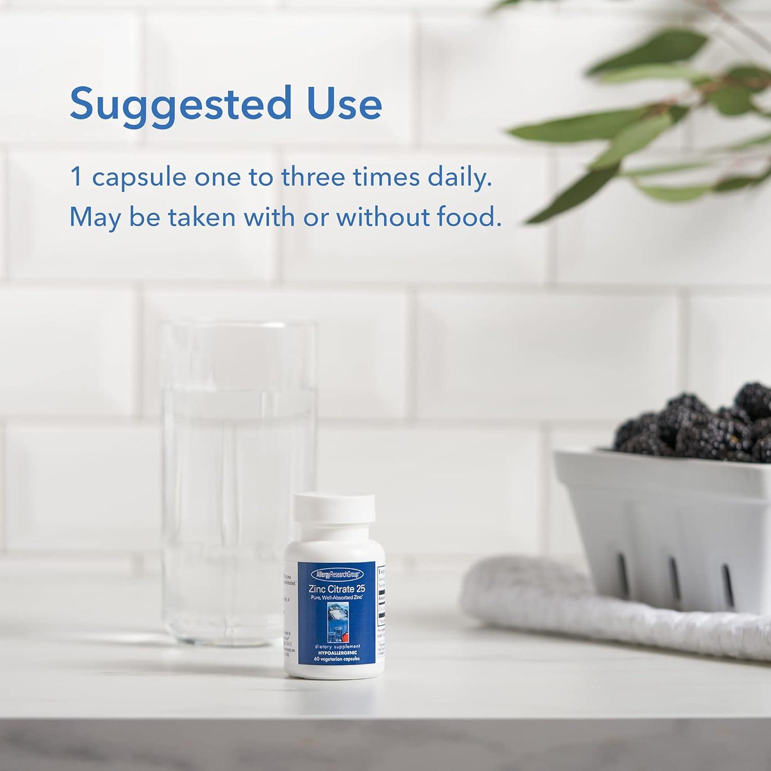 Allergy Research Group Zinc Citrate 25 mg Immune Mood Bone Support