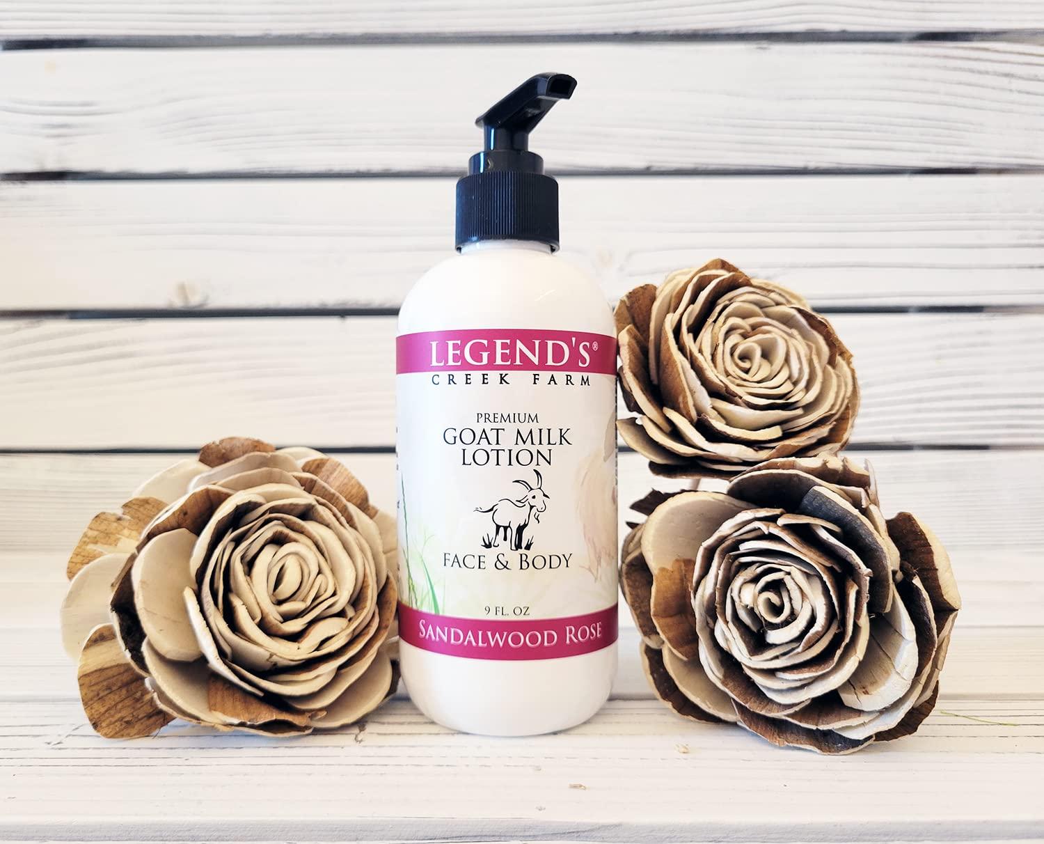 Legends Creek Farm Goat Milk Lotion - Moisturizing Body, Hand & Face Cream  with Shea Butter, Aloe & Sunflower Oil - 9 Oz Sandalwood Rose - Handmade in  USA | Buy Now