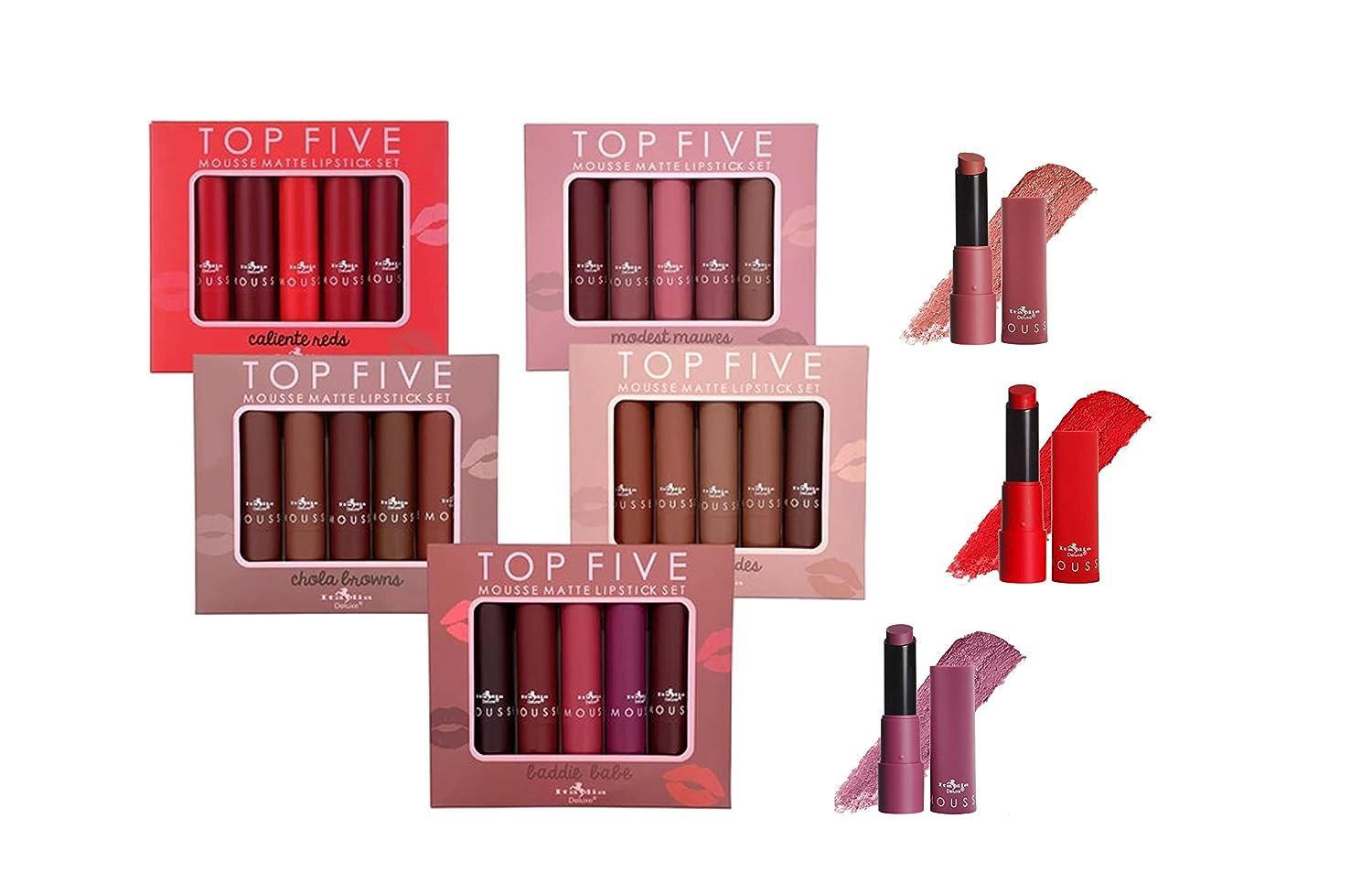 DEALPLUSDEAL Italia Deluxe Top Five Lipstick Mousse Matte 5 Lipsticks