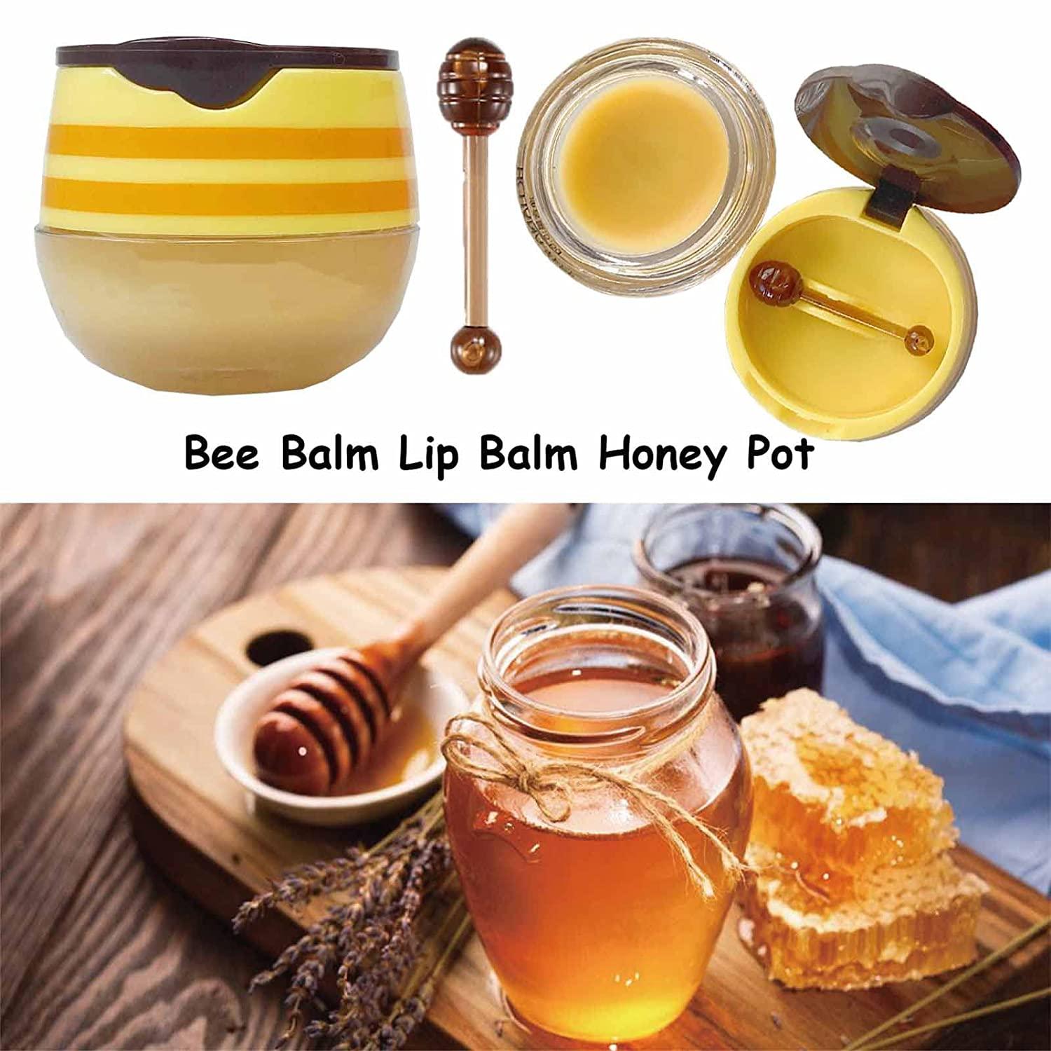 2PCS Bee Balm Lip Balm Honey Pot, Honey & Strawberry Propolis