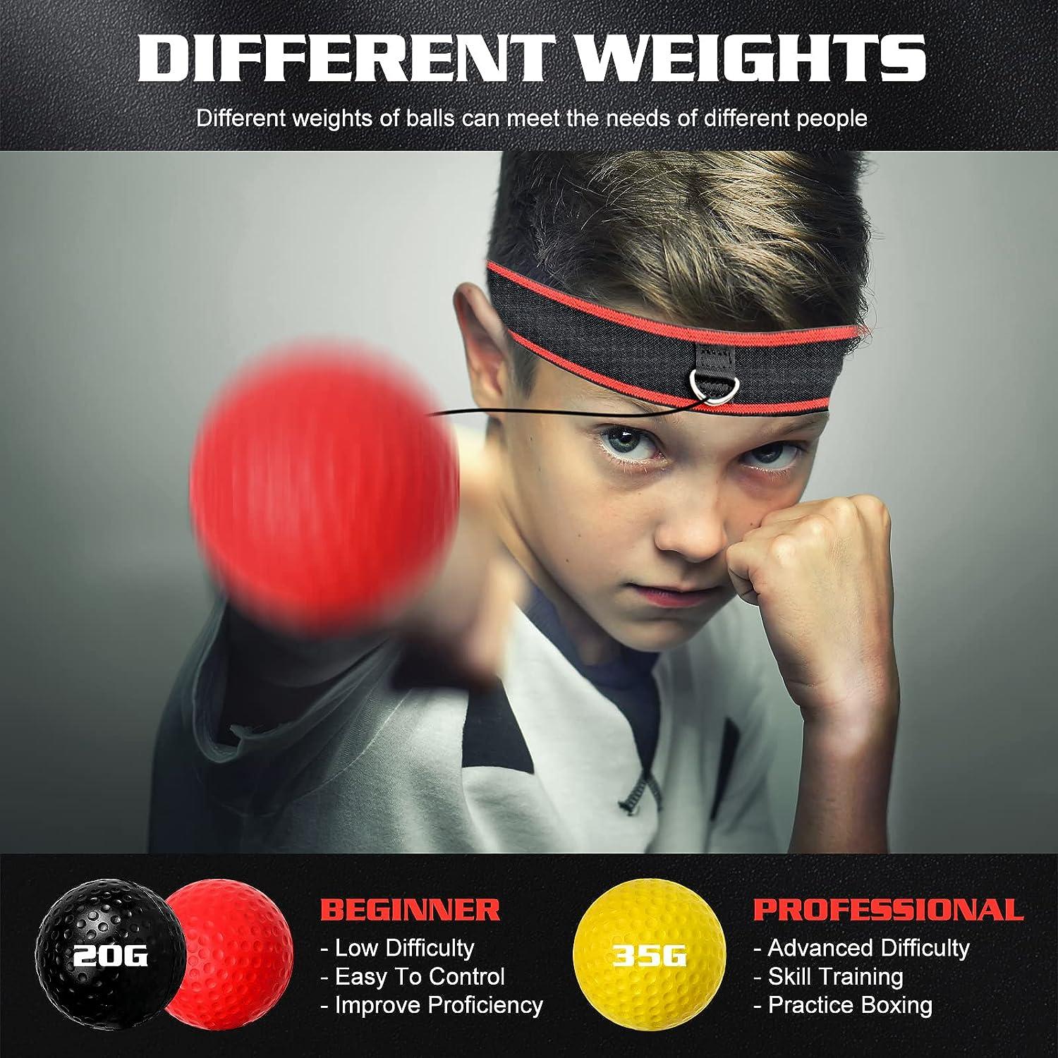 KTEBO Boxing Reflex Ball Headband Set, Boxballen Game Boxing Equipment,  Include 4 Different Boxball and 2