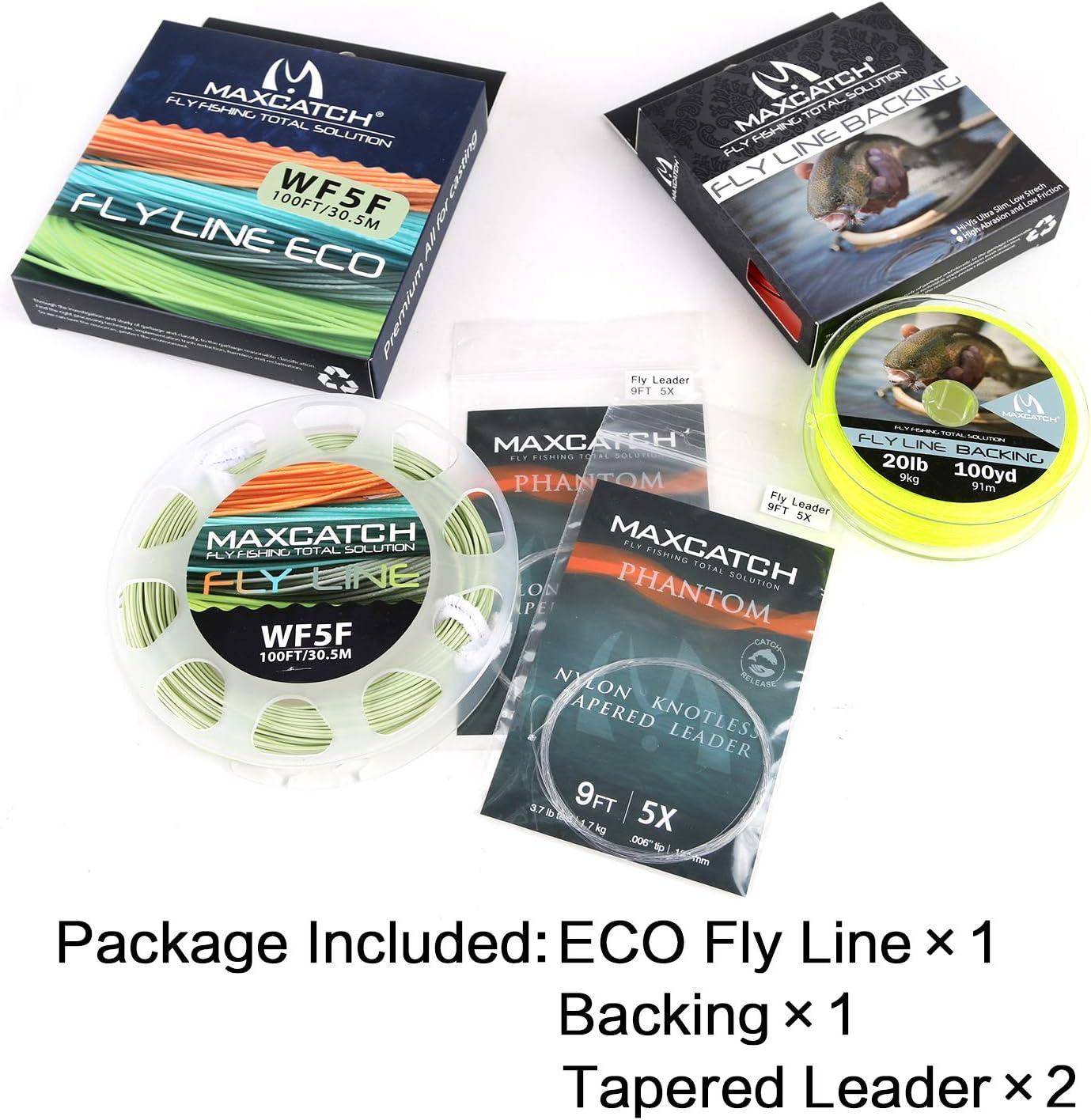 Maxcatch ECO Floating Fly Fishing Line Weight Forward Design with Welded  Loop (3F,4F,5F,6F,7F,8F) Line Combo-Moss Green WF3F-100FT