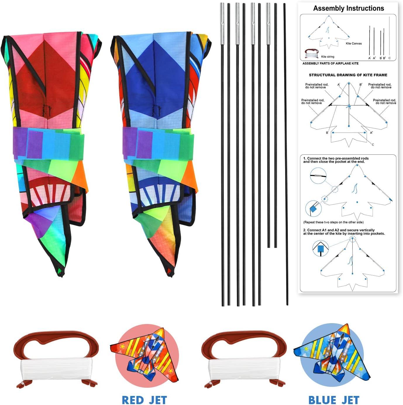 TOY Life 2 Pack Airplane Large Kites for Adults Kids Ages 4-8 8-12 Easy to  Fly Big Beach Kite for Children Ideal Gift Outdoor Toys Games Activities  Beach Trip