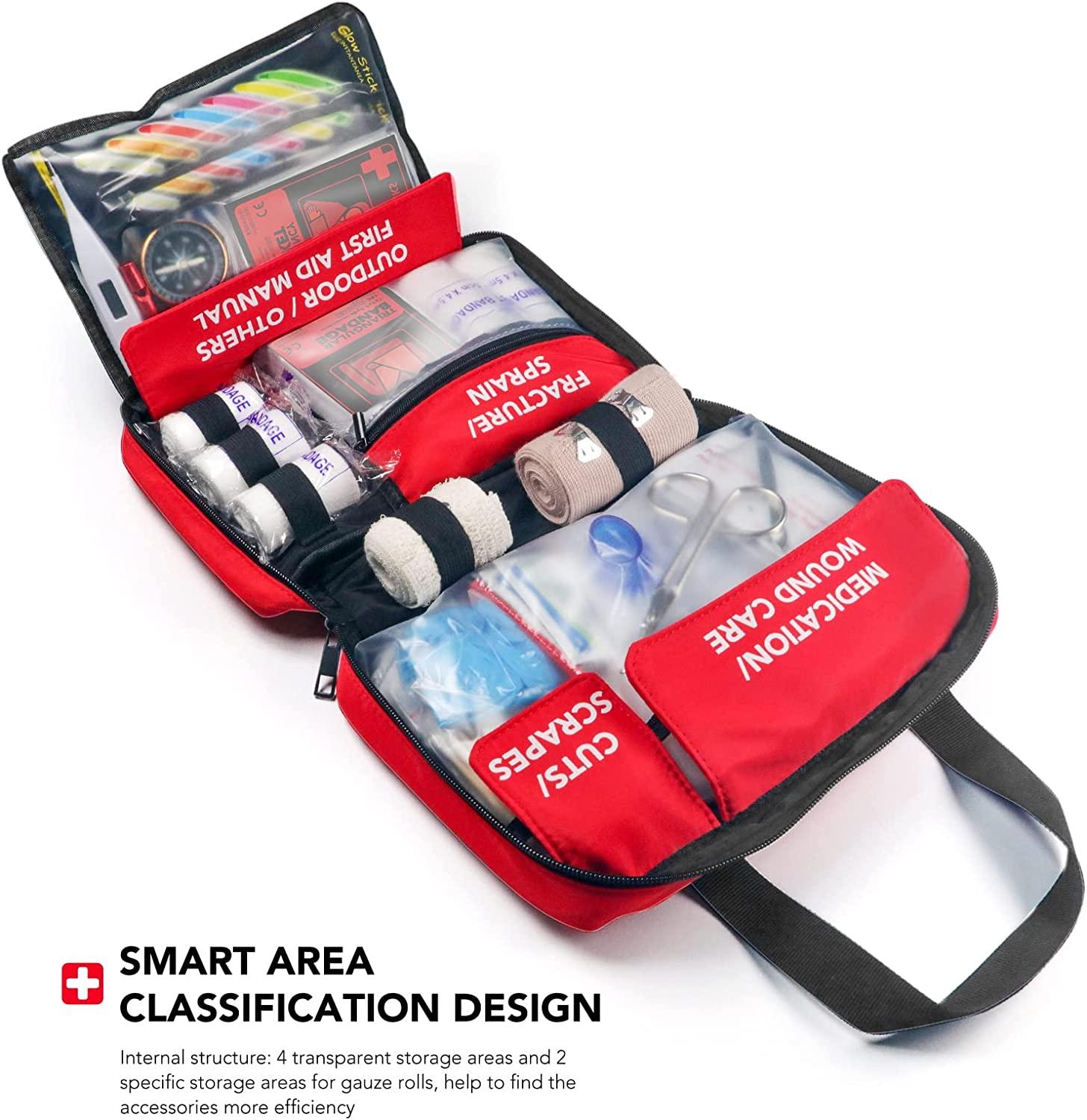 330 Piece First Aid Kit, Premium Waterproof Compact Trauma Medical