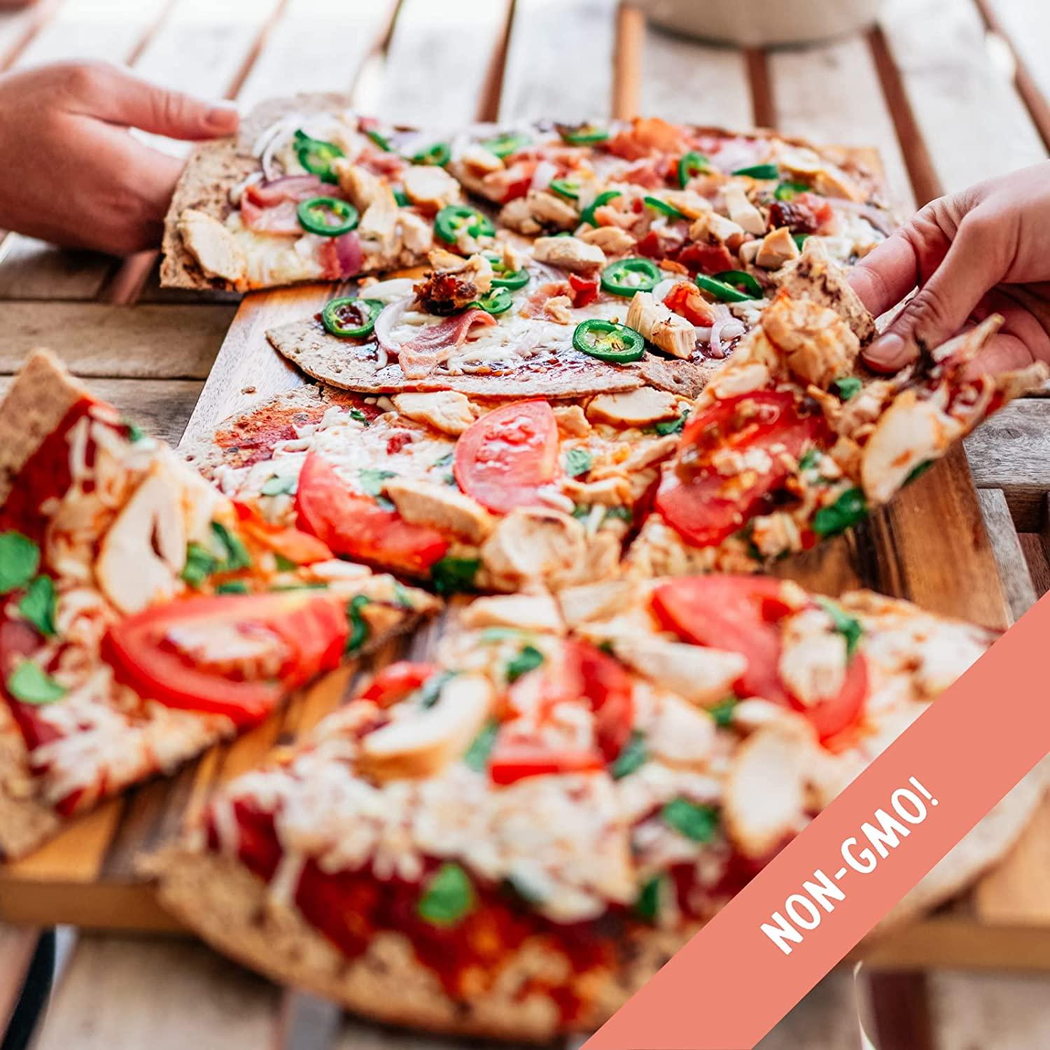 Angelic Bakehouse Flatzza Pack 14 Ounce, Pack of 3 Sprouted 7Grain Flatbread Pizza Crust