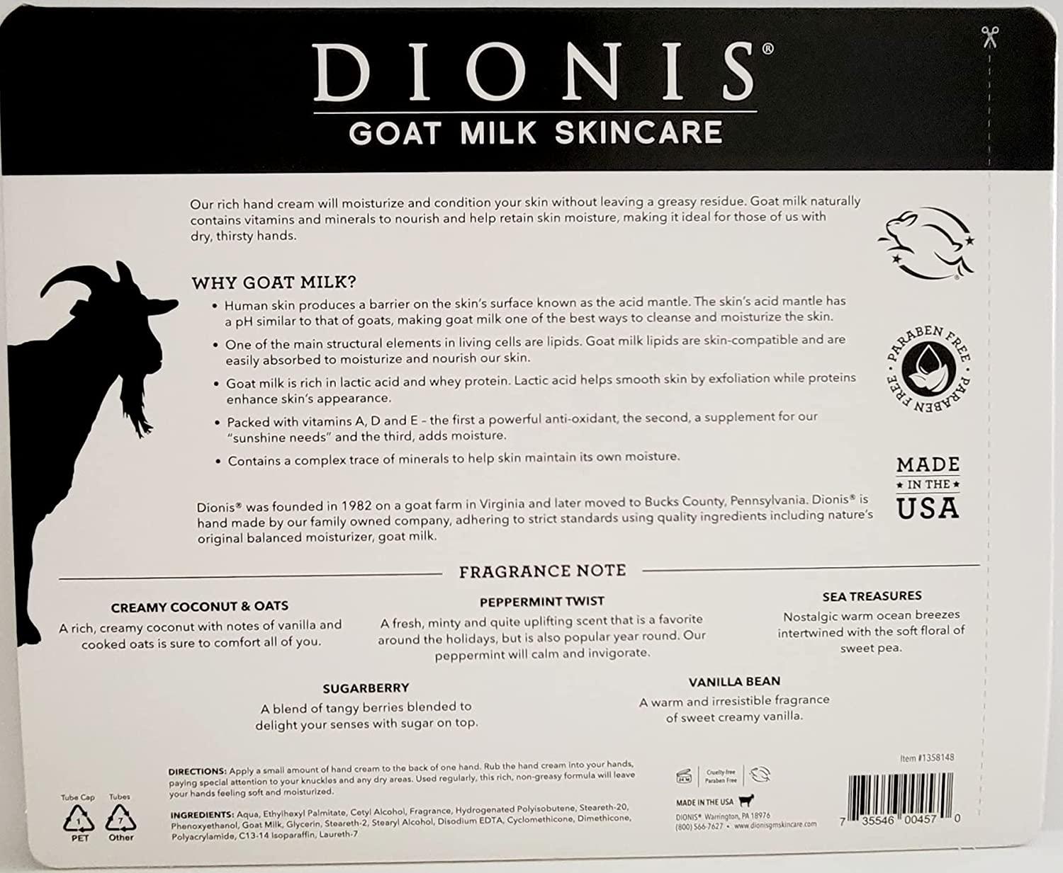 DIONIS Goat Milk Hand Cream, 1.0 oz, 5pack Ocean Dreams Essentials