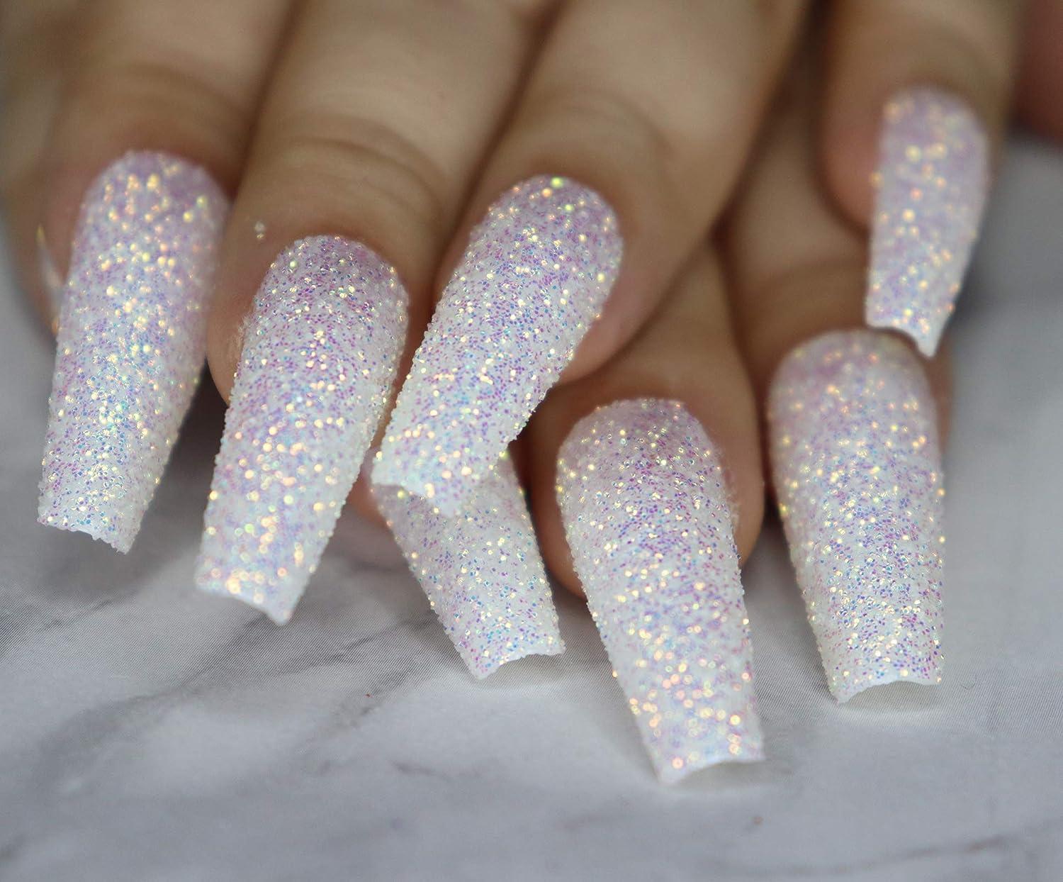 White and Blue glitter nails by SarahJacky on DeviantArt