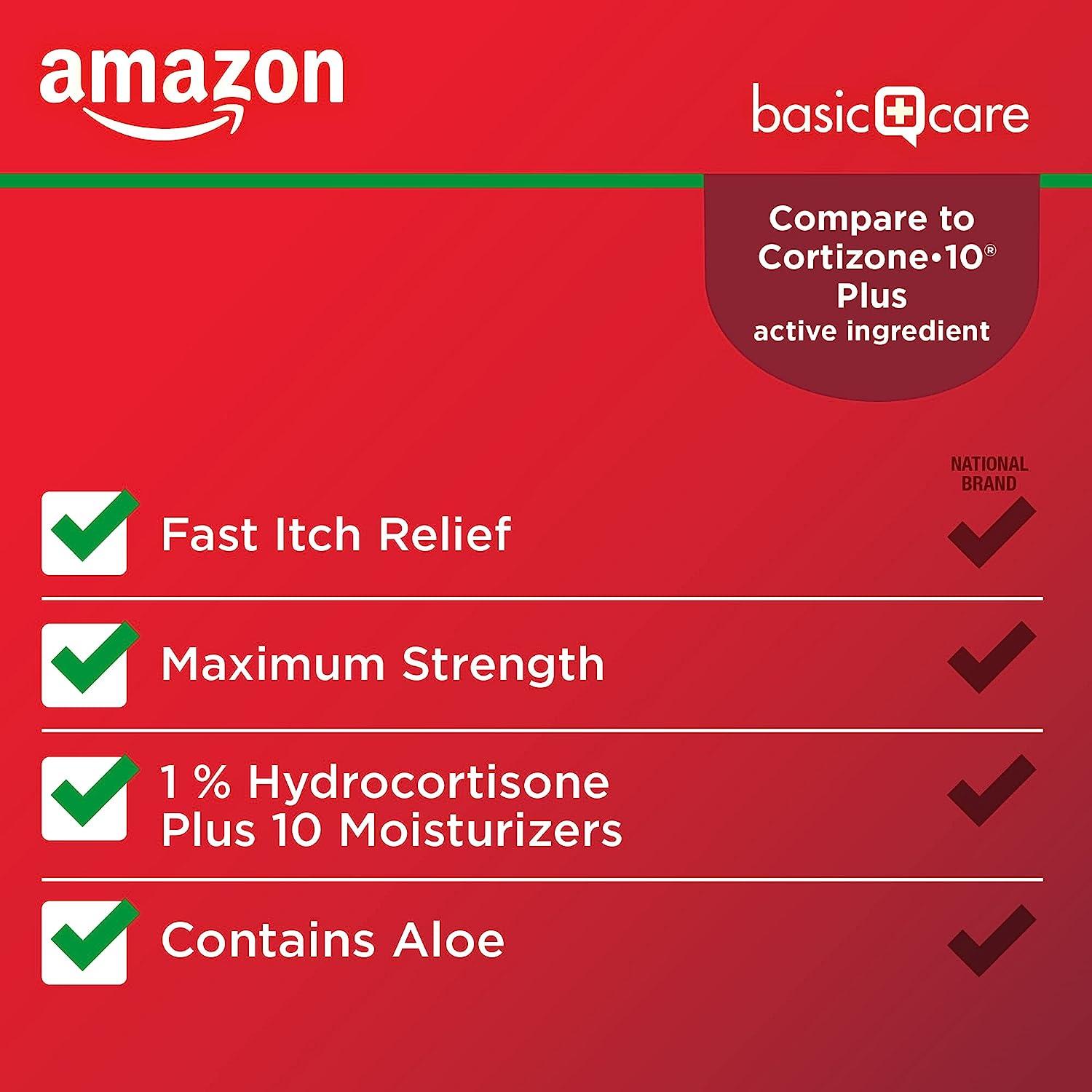 Amazon Basic Care Maximum Strength Hydrocortisone 1 AntiItch Cream Eczema, Psoriasis, Poison