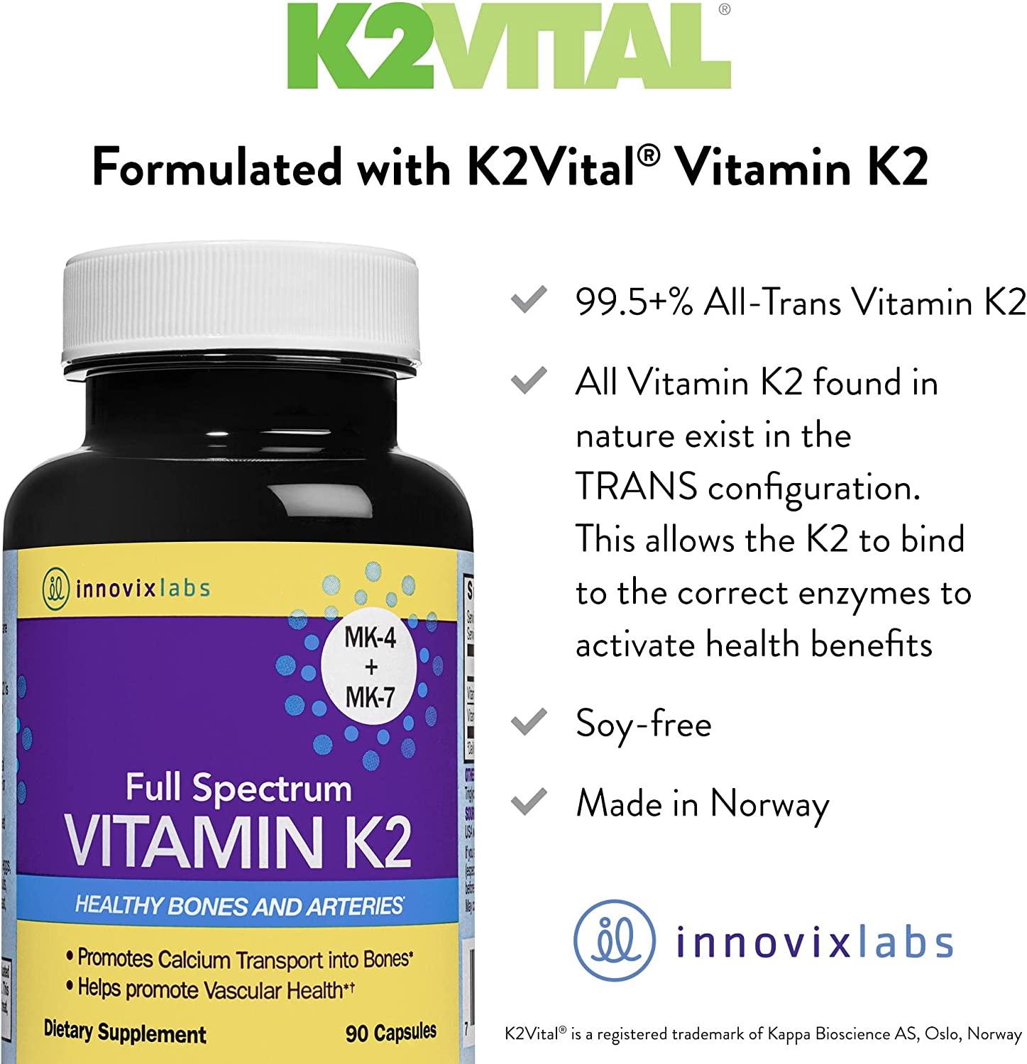 Buy InnovixLabs Full Spectrum Vitamin K2 90 Capsules for Optimal Health