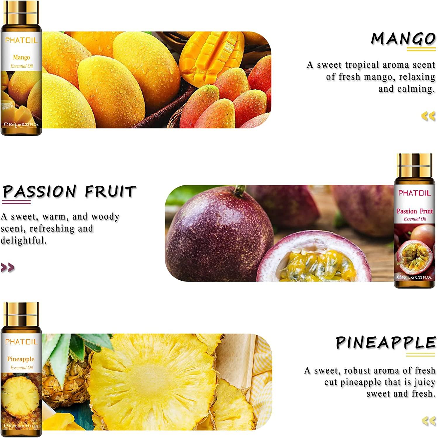  PHATOIL 3.38FL.OZ Pineapple Fragrance Oils for Aromatherapy,  Essential Oils for Diffusers for Home, Perfect for Diffuser, Yoga, DIY  Candle and Scented Products Making - 100ml : Health & Household