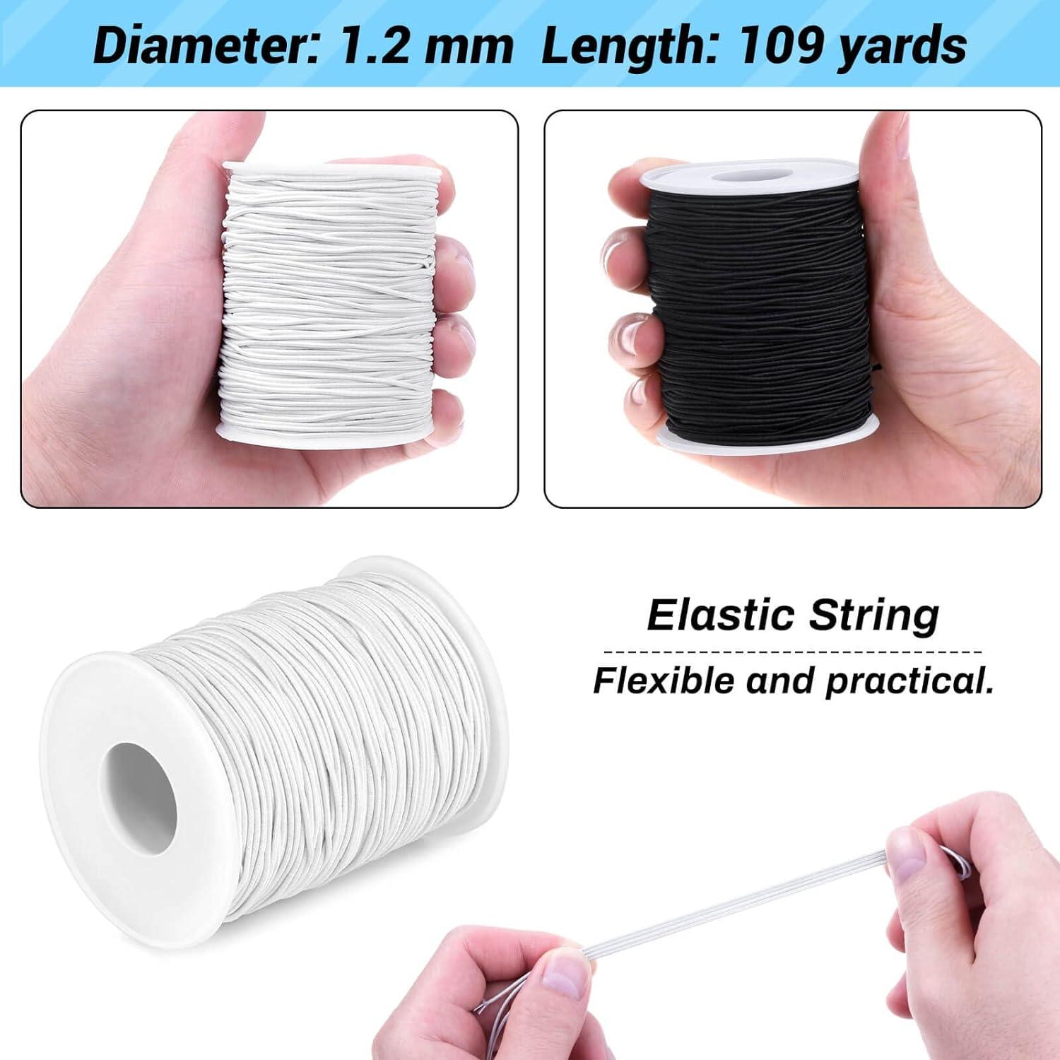 Elastic String Cord Selizo 2 Pack Stretchy String for Bracelets Necklace  Beading Jewelry Making and Sewing (1.2 MM 109 Yards Black & White) 1.2 MM  Black and White