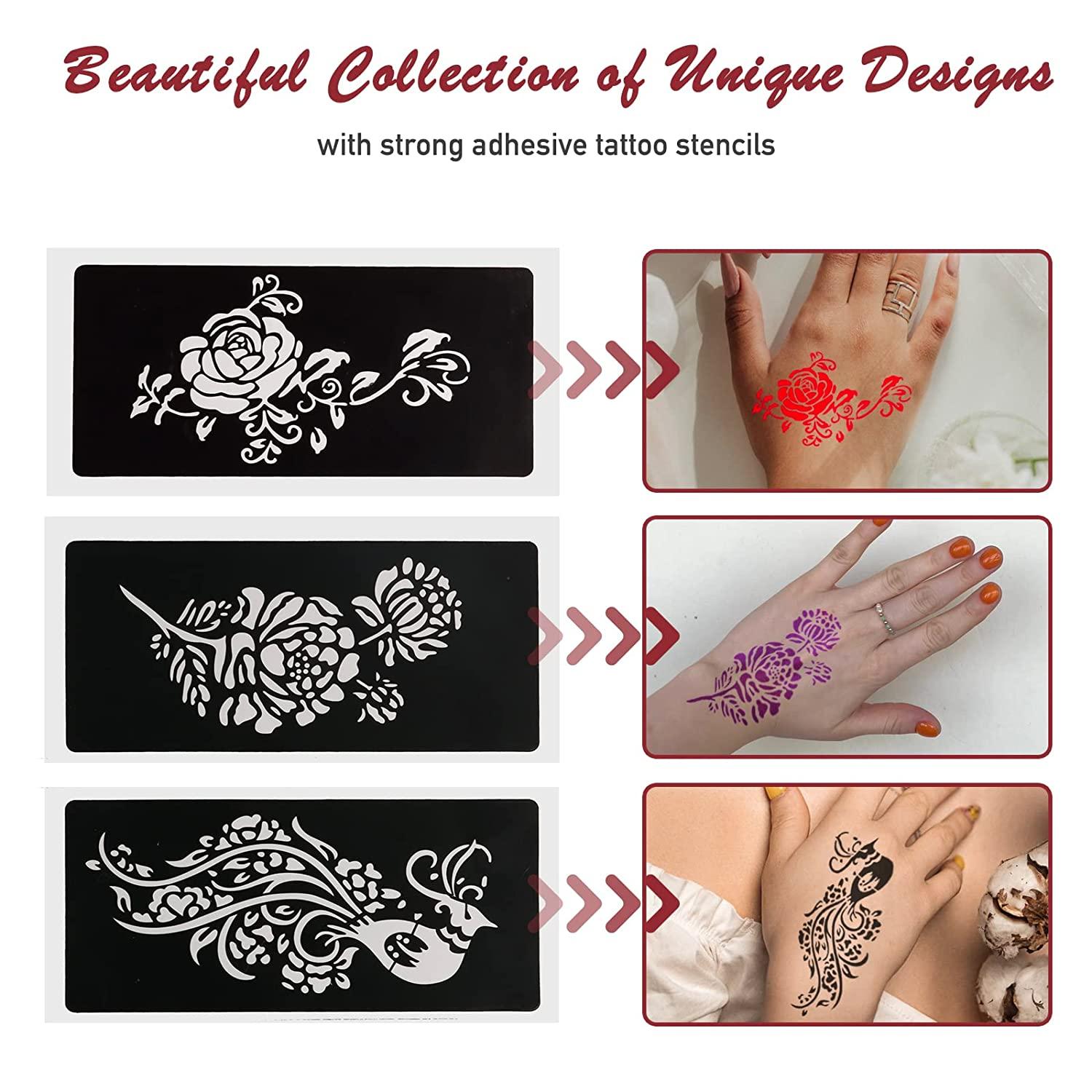 Kapopi Henna Tattoo Stencil Kit , Henna sexy temporary tattoo stickers For  Women, girls and teenagers Body Art Painting (Henna Tattoo Kit B)