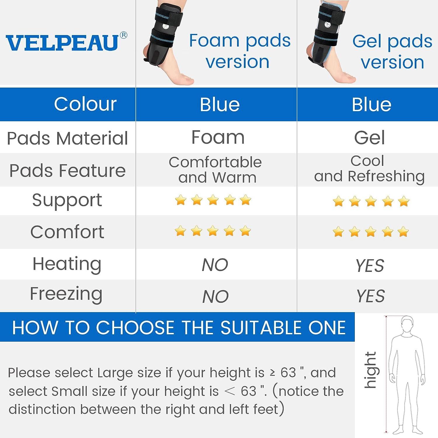 Velpeau Ankle Brace - Stirrup Ankle Splint - Adjustable Rigid Stabilizer  for Sprains Tendonitis Post-Op Cast Support and Injury Protection for Women  and Men (Gel Pads Large - Right Foot) Gel Pads-Right